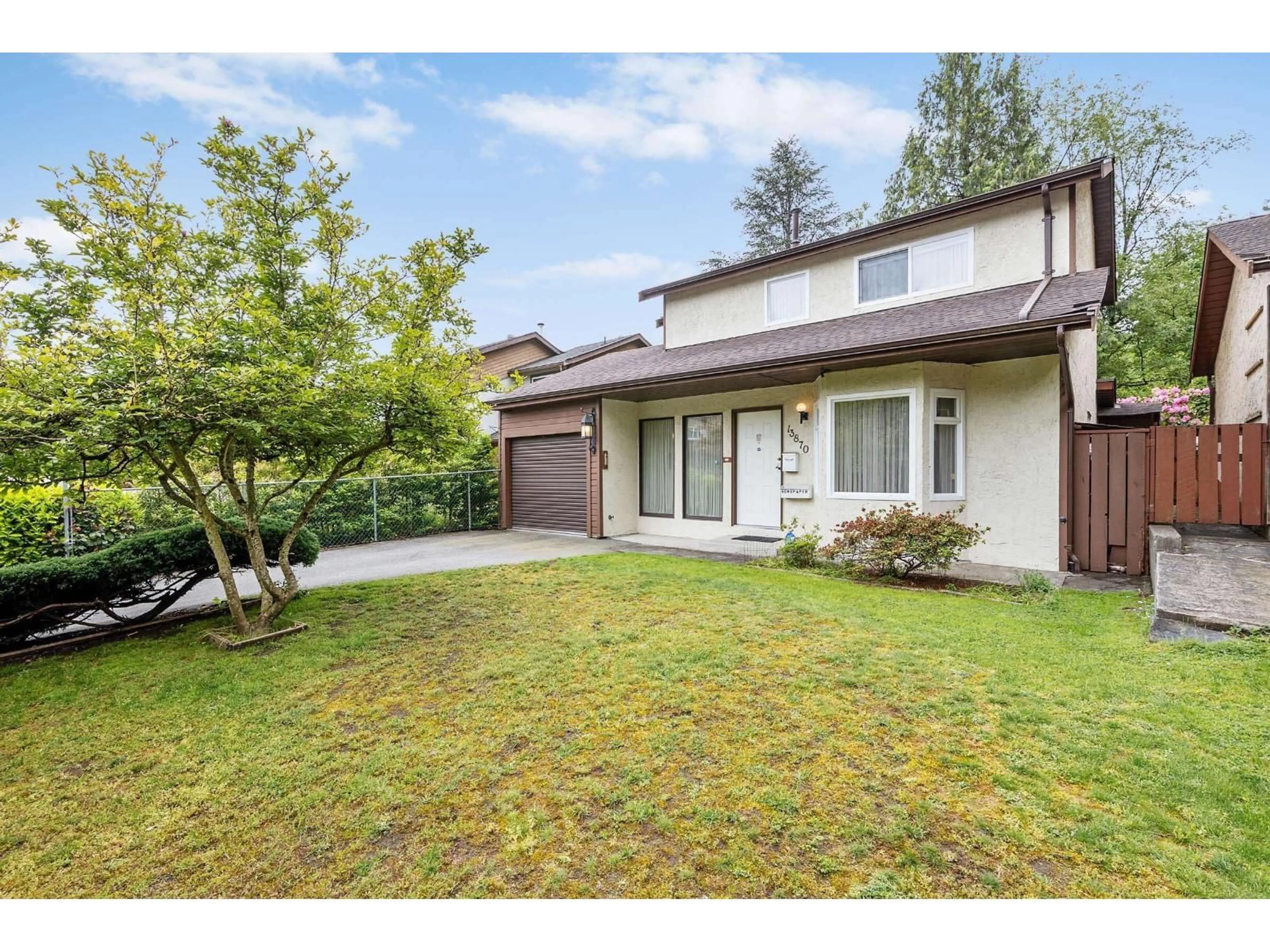 Home with vinyl exterior material, street for 13870 LAUREL DRIVE, Surrey British Columbia V3T1A9