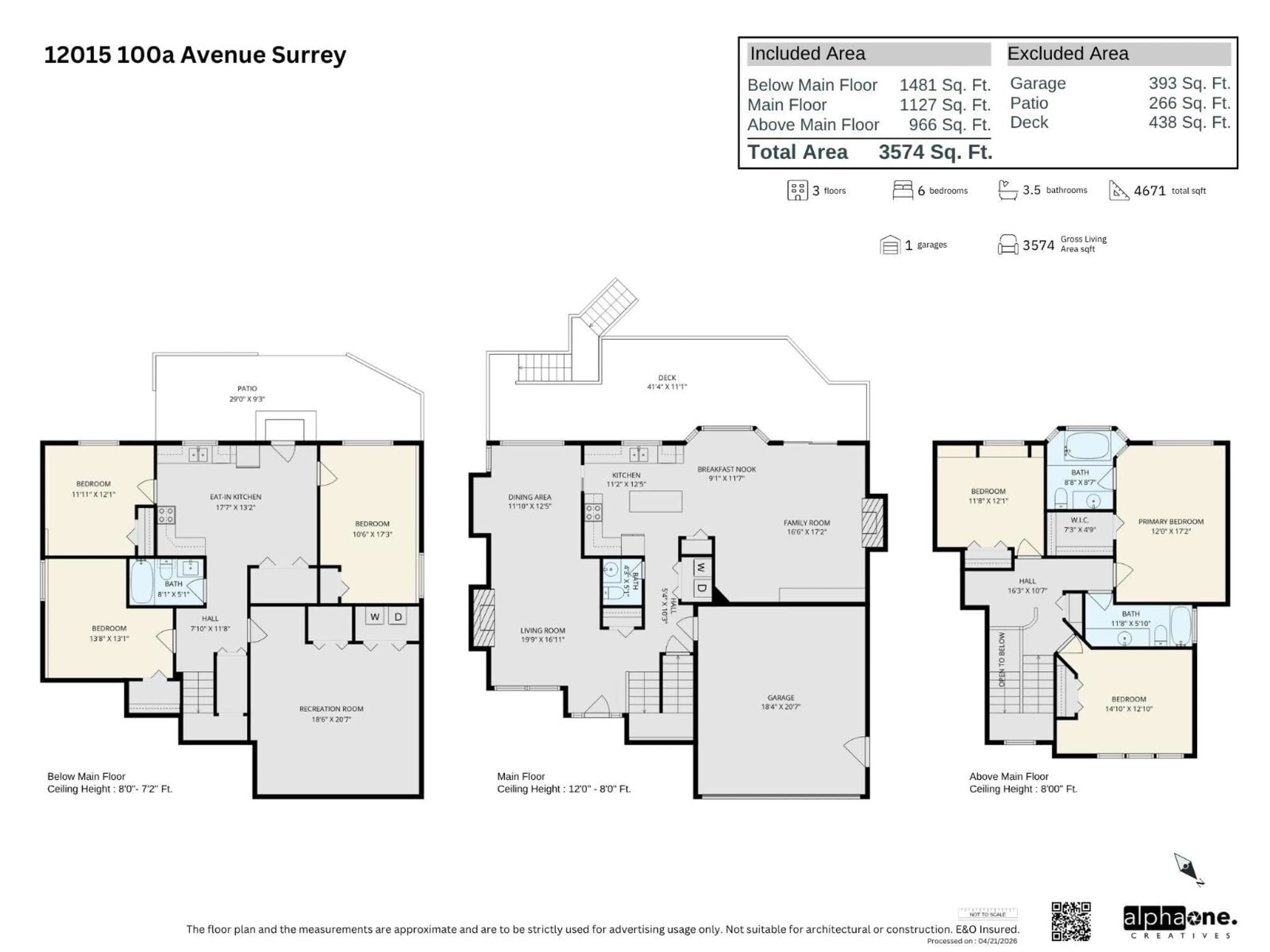 Floor plan for 12015 100A AVENUE, Surrey British Columbia V3V2Y4