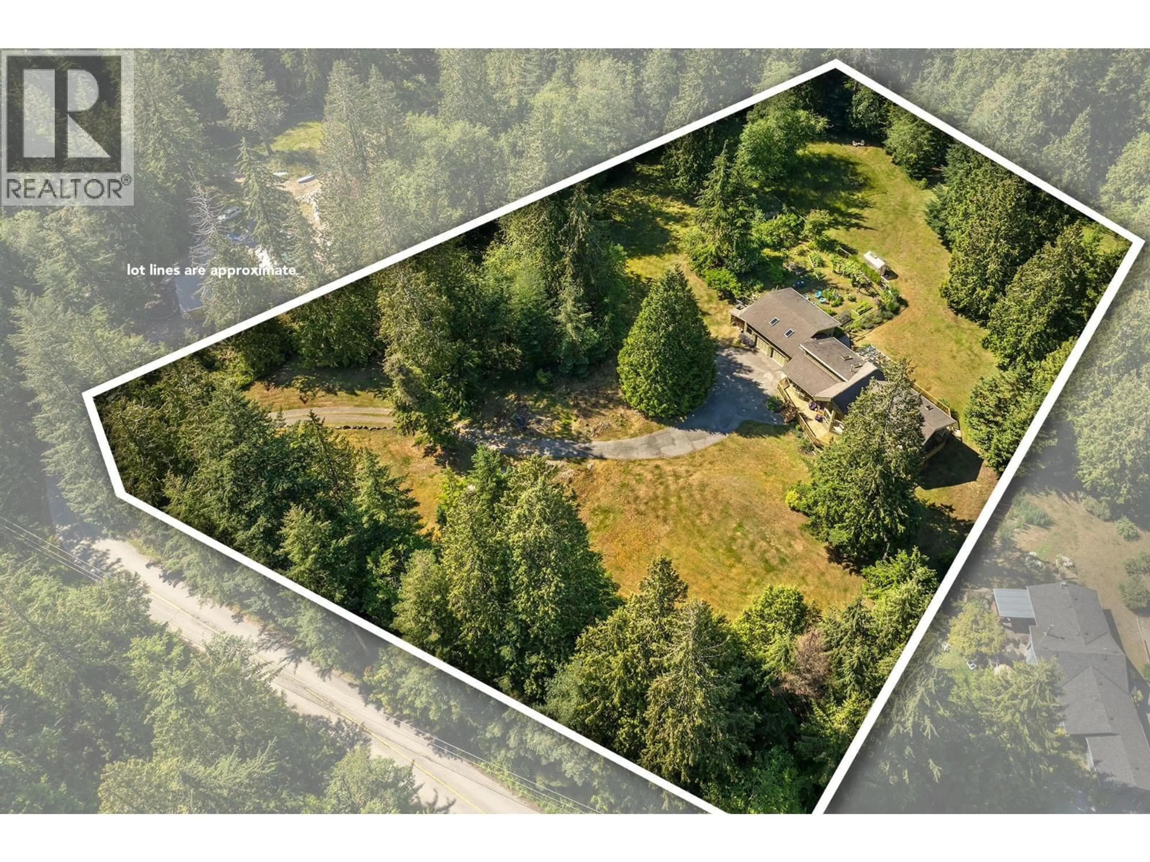 A pic from outside/outdoor area/front of a property/back of a property/a pic from drone, forest/trees view for 1532 ADAMS ROAD, Bowen Island British Columbia V0N1G2
