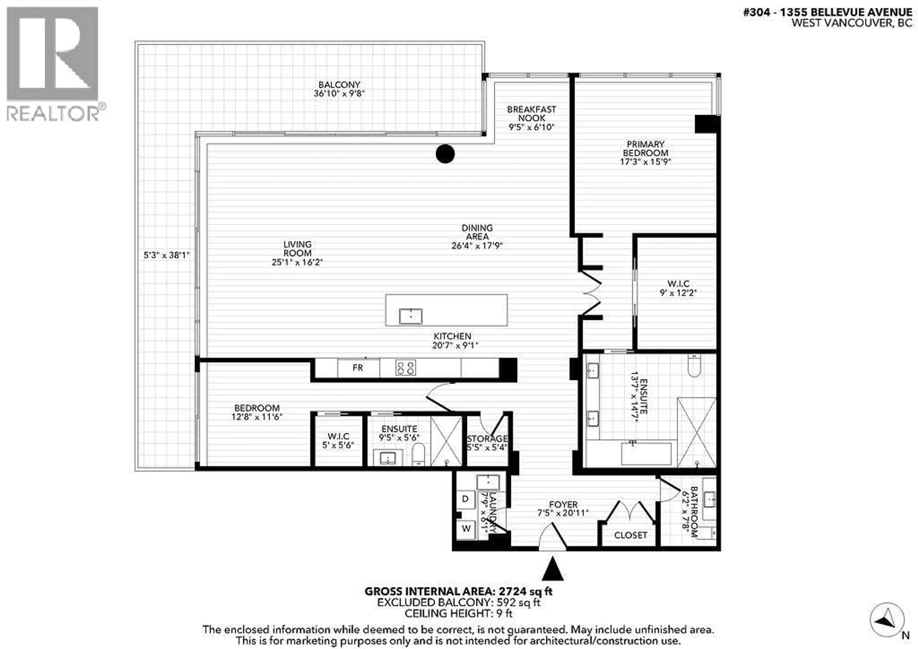 Floor plan for 304 - 1355 BELLEVUE AVENUE, West Vancouver British Columbia V7T0B4