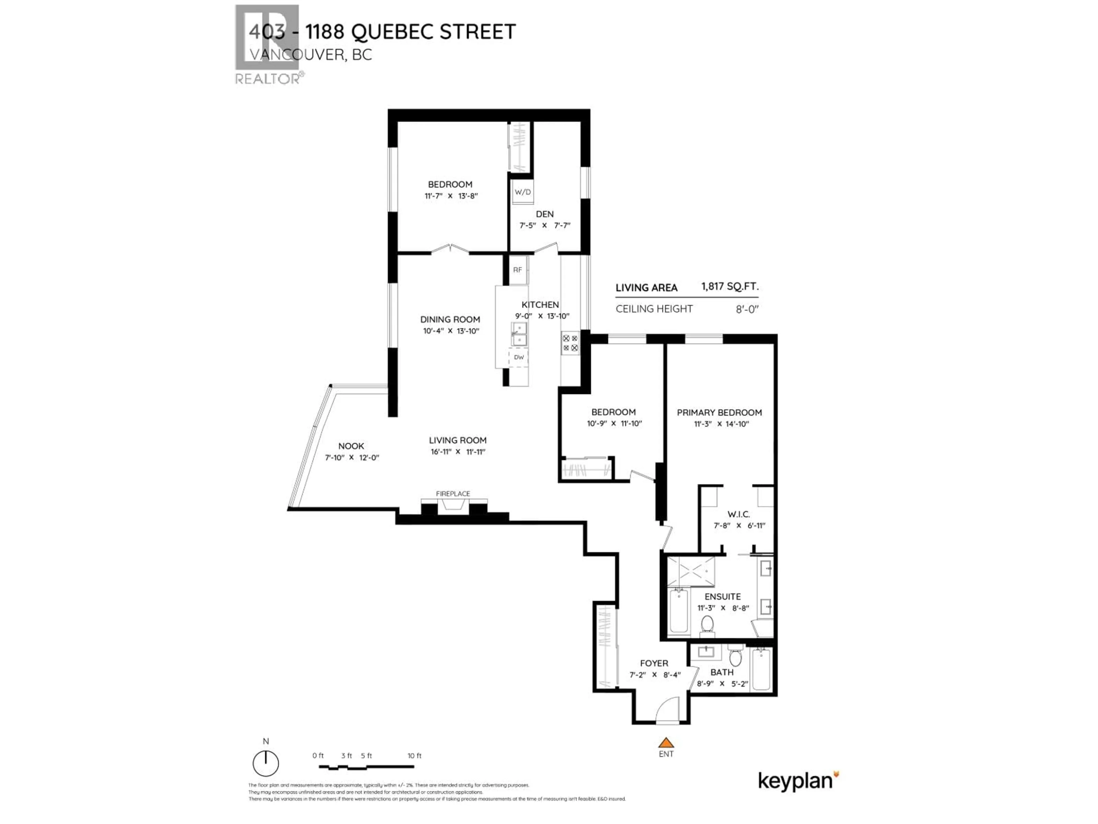 Floor plan for 403 - 1188 QUEBEC STREET, Vancouver British Columbia V6A4B3