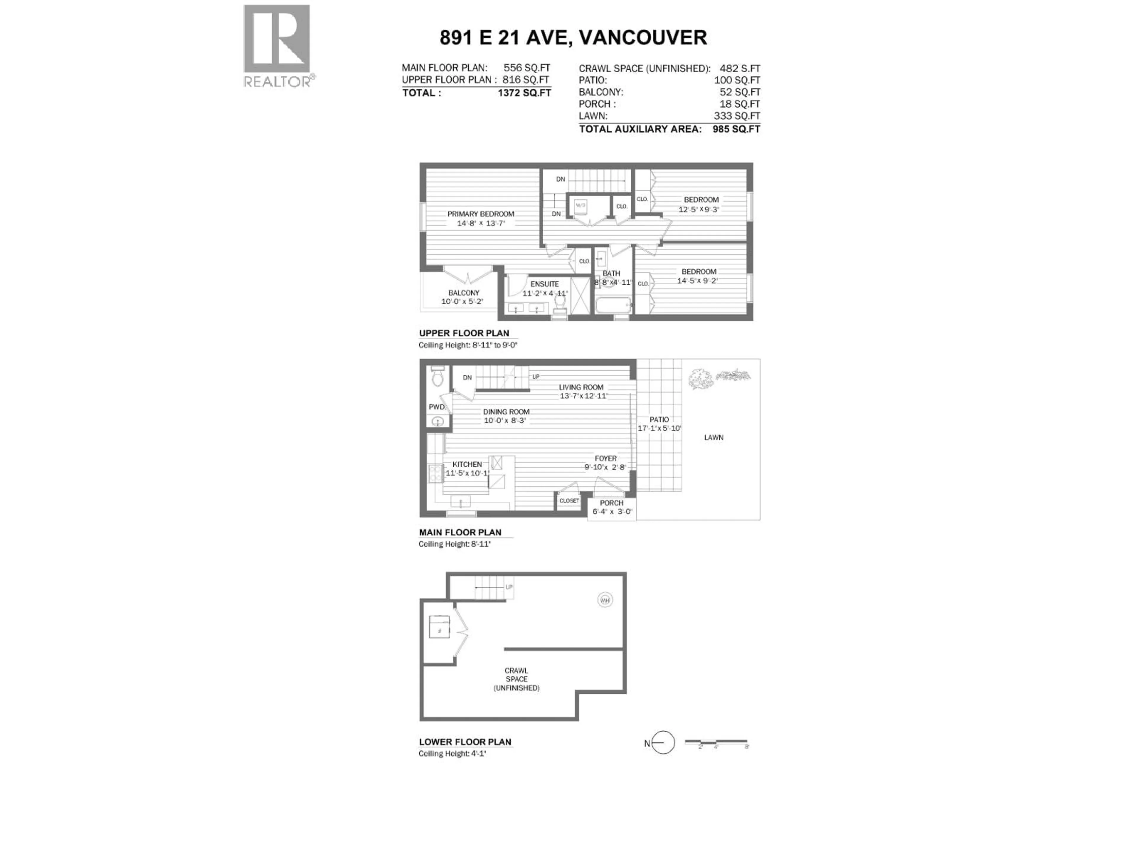 Floor plan for 891 21ST AVENUE, Vancouver British Columbia V5V1S3