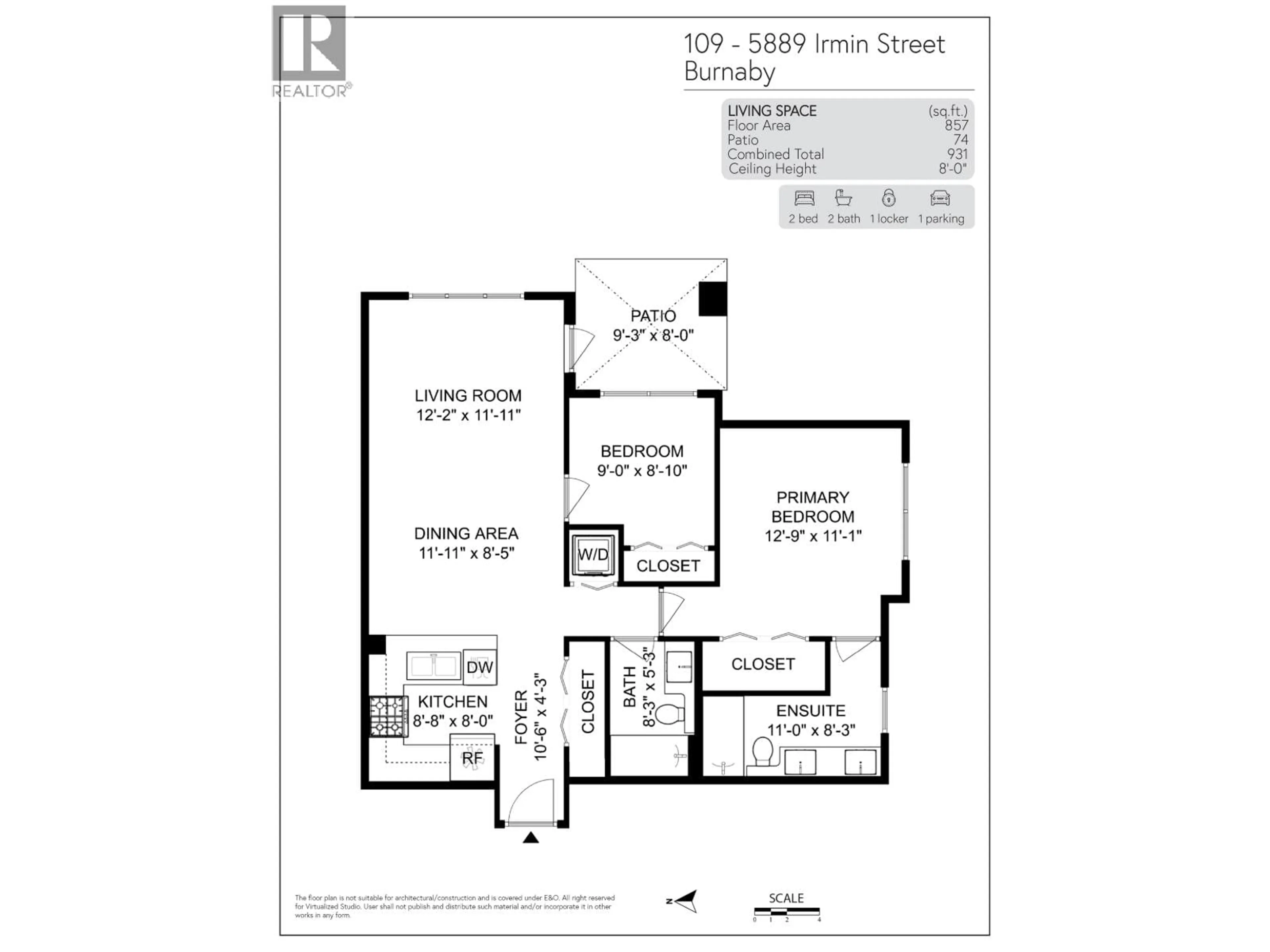 Floor plan for 109 - 5889 IRMIN STREET, Burnaby British Columbia V5J0C1