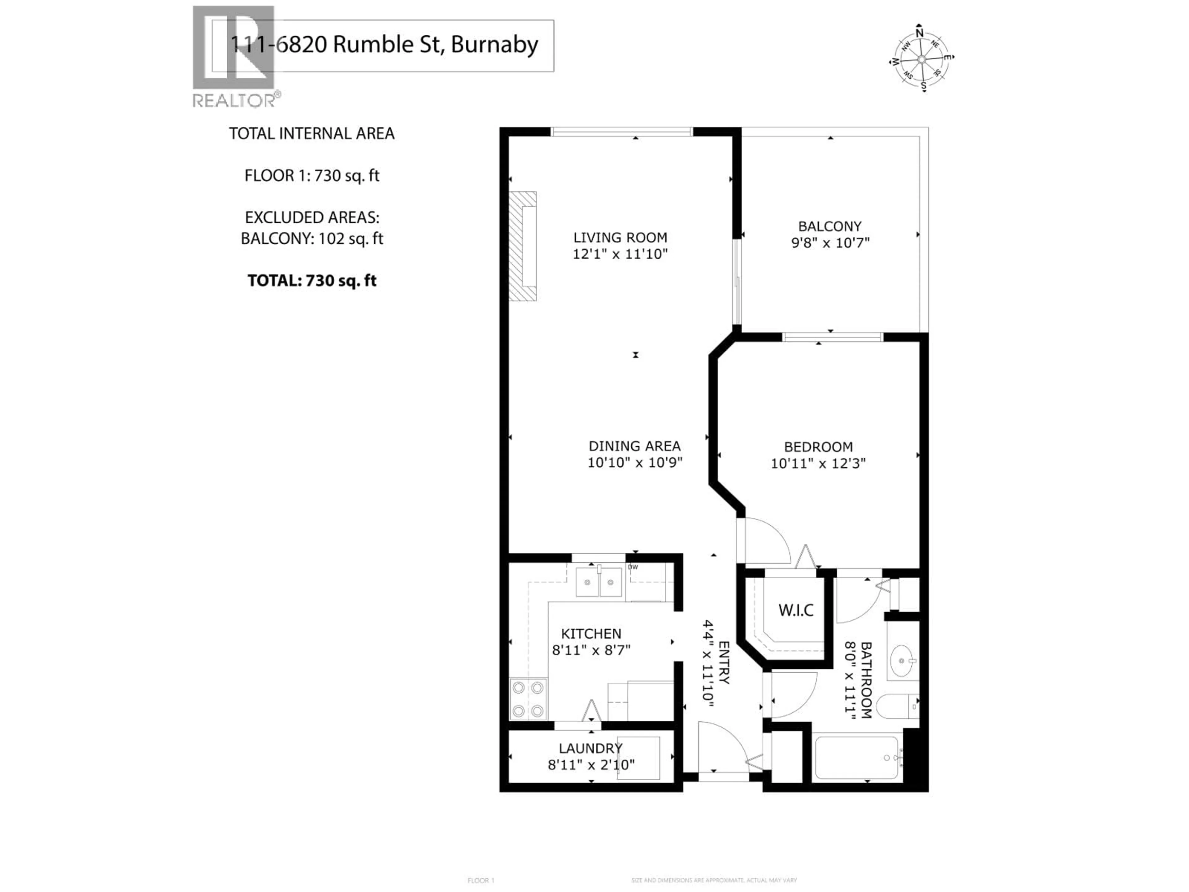 Floor plan for 111 - 6820 RUMBLE STREET, Burnaby British Columbia V5E4H9