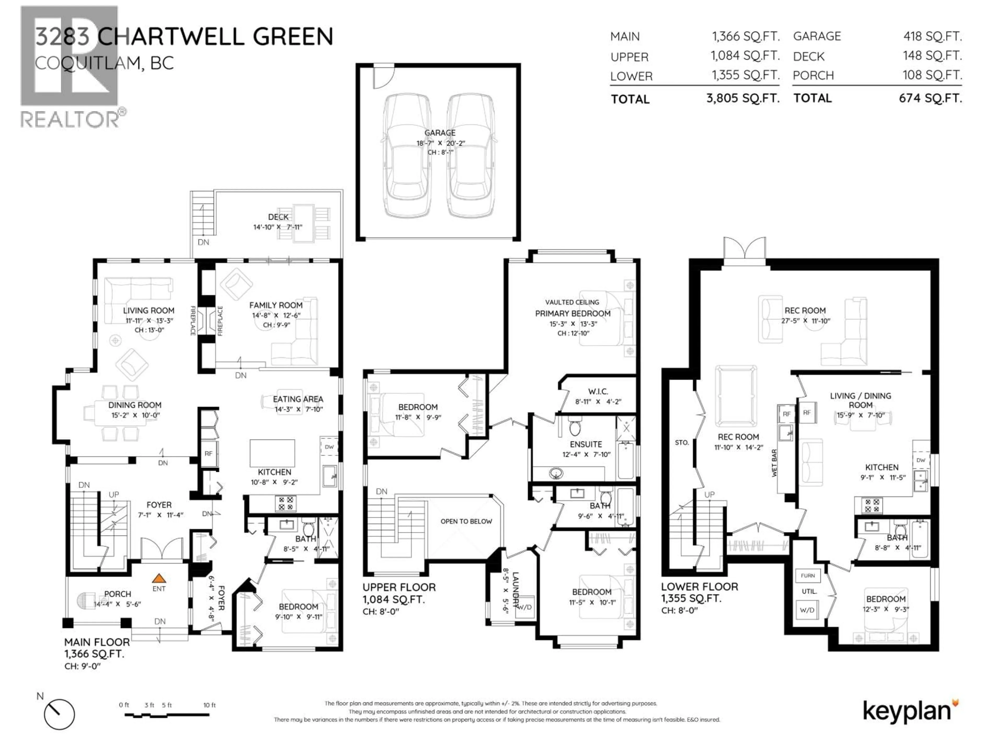 Floor plan for 3283 CHARTWELL, Coquitlam British Columbia V3E3M9