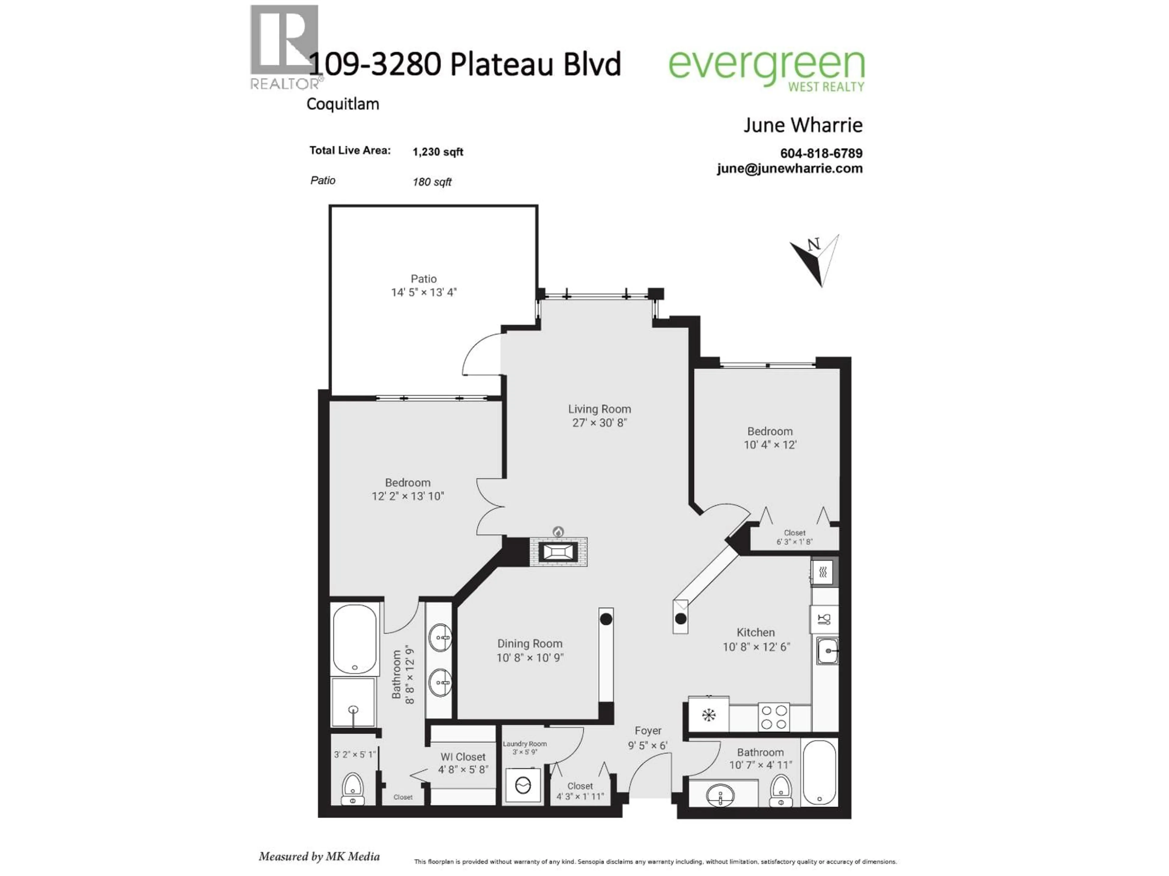 Floor plan for 109 - 3280 PLATEAU BOULEVARD, Coquitlam British Columbia V3E3J5
