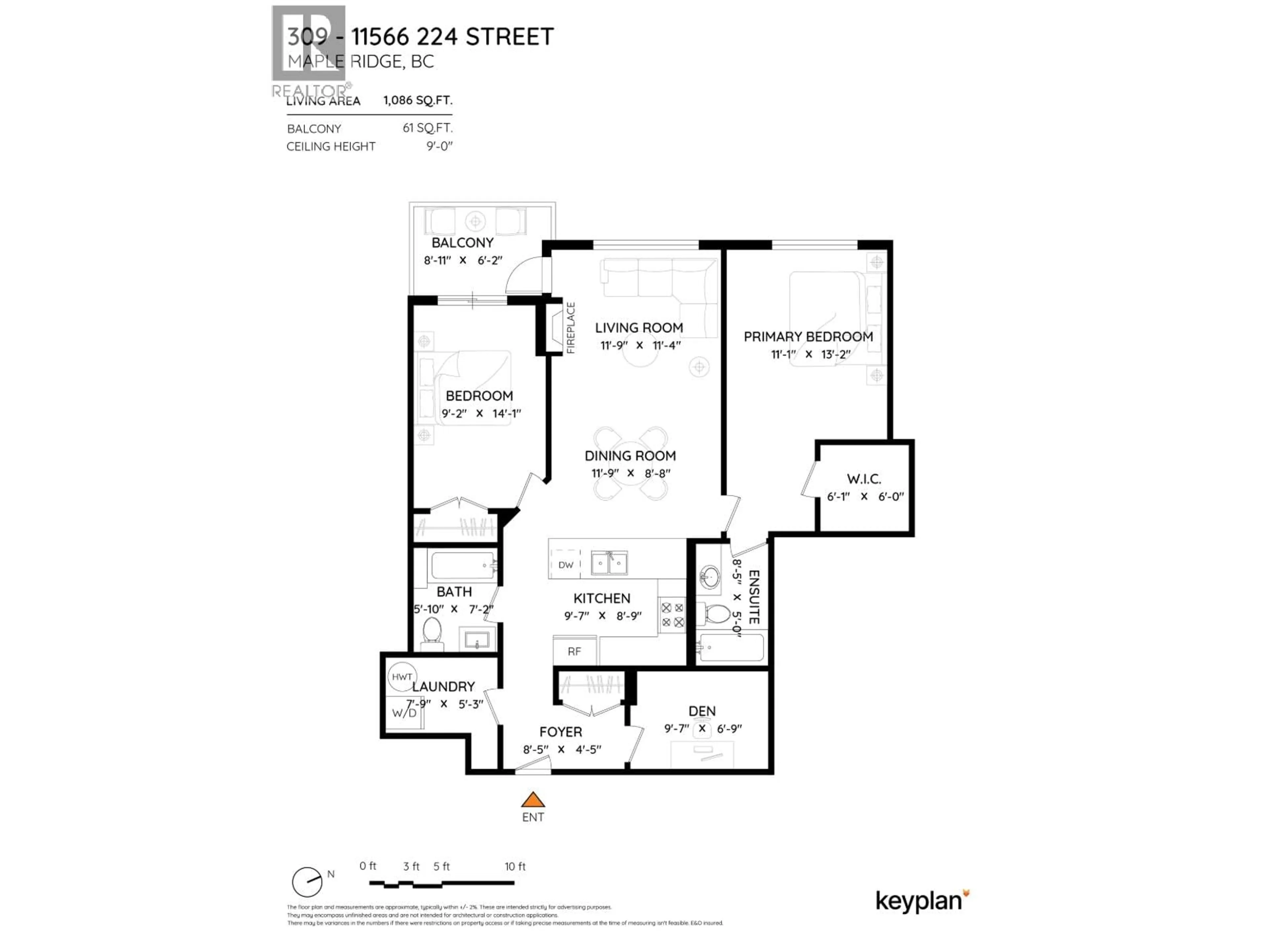 Floor plan for 309 - 11566 224 STREET, Maple Ridge British Columbia V2X5Z7