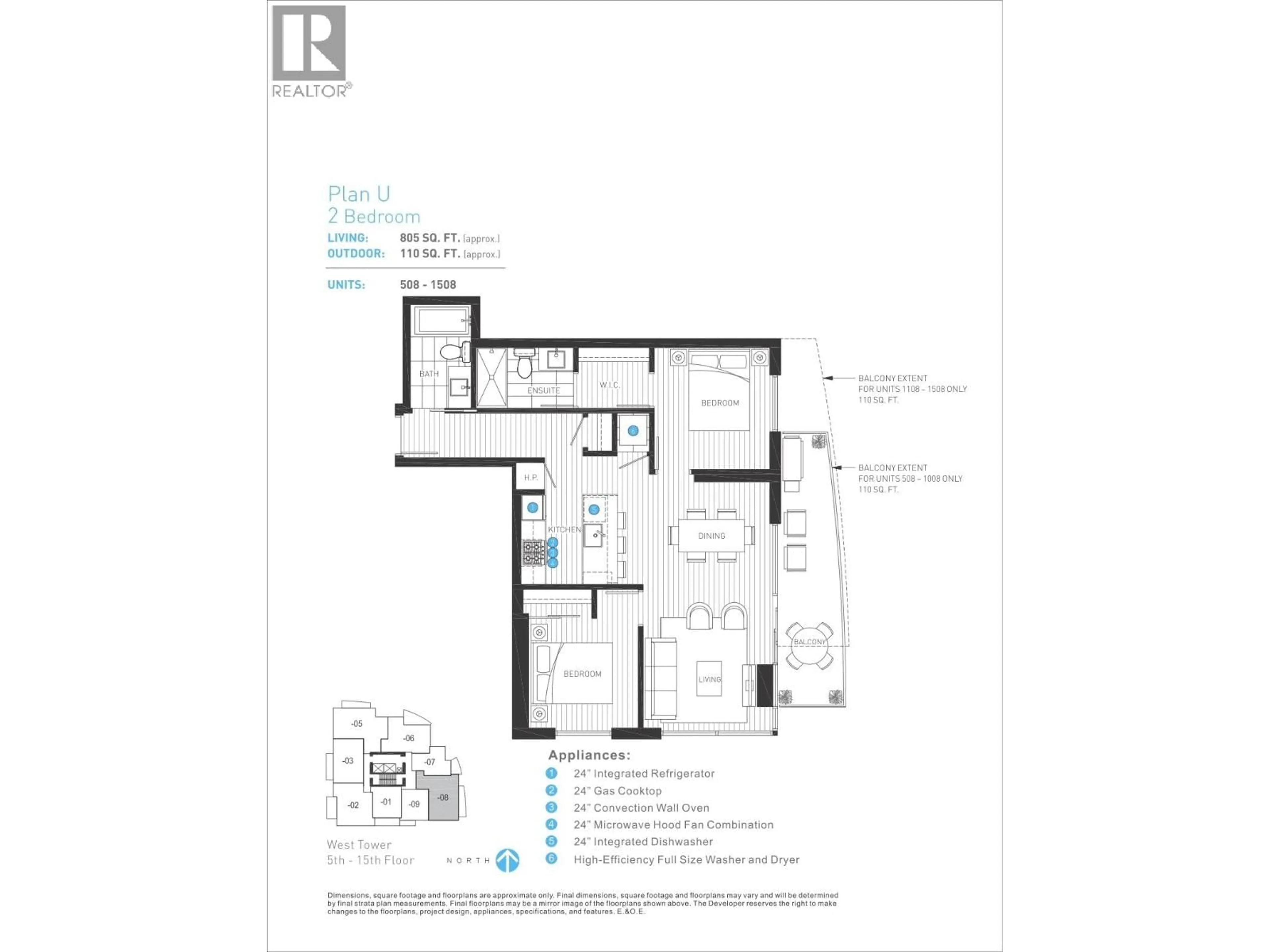 Floor plan for 807 - 8238 LORD STREET, Vancouver British Columbia V6P0G7