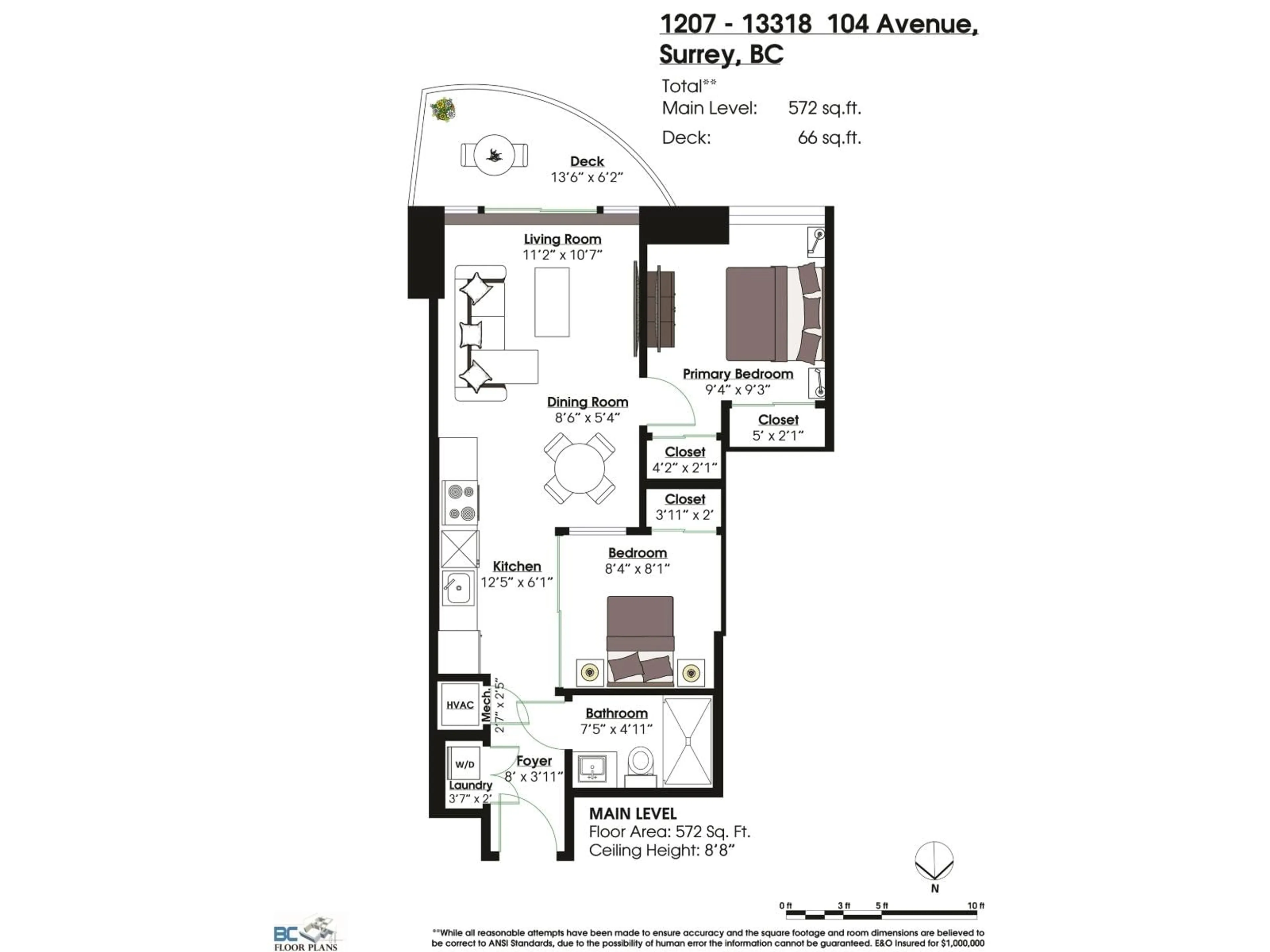 Floor plan for 1207 - 13318 104 AVENUE, Surrey British Columbia V3T0R2