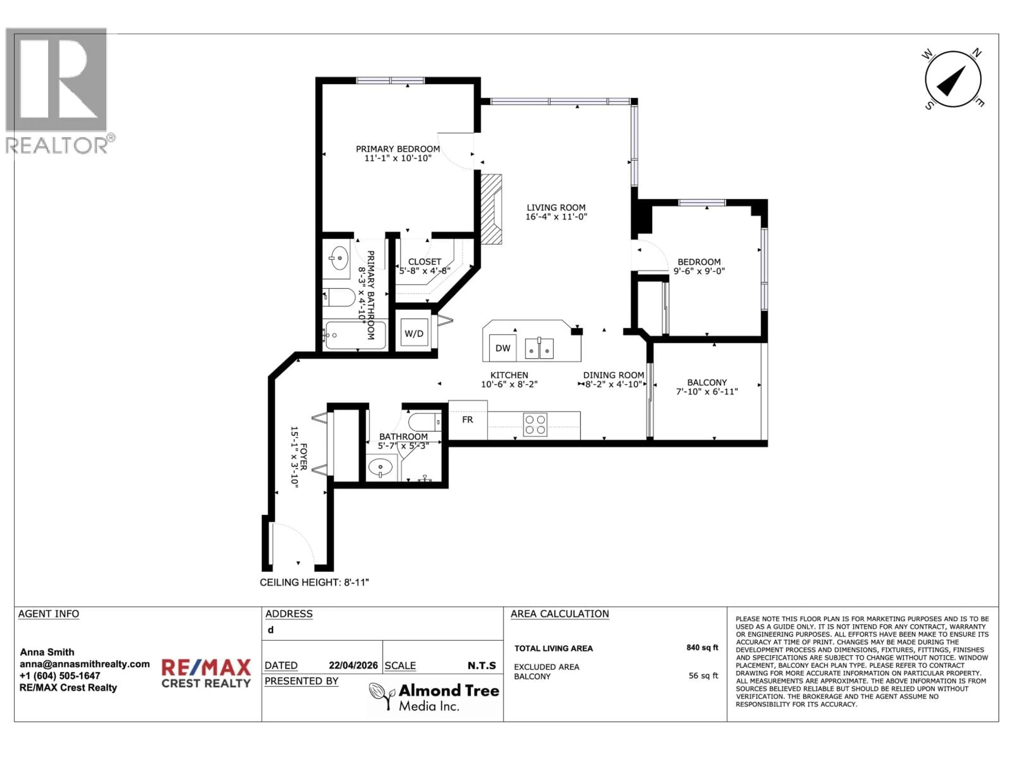 Floor plan for 301 - 7368 SANDBORNE AVENUE, Burnaby British Columbia V3N5C5