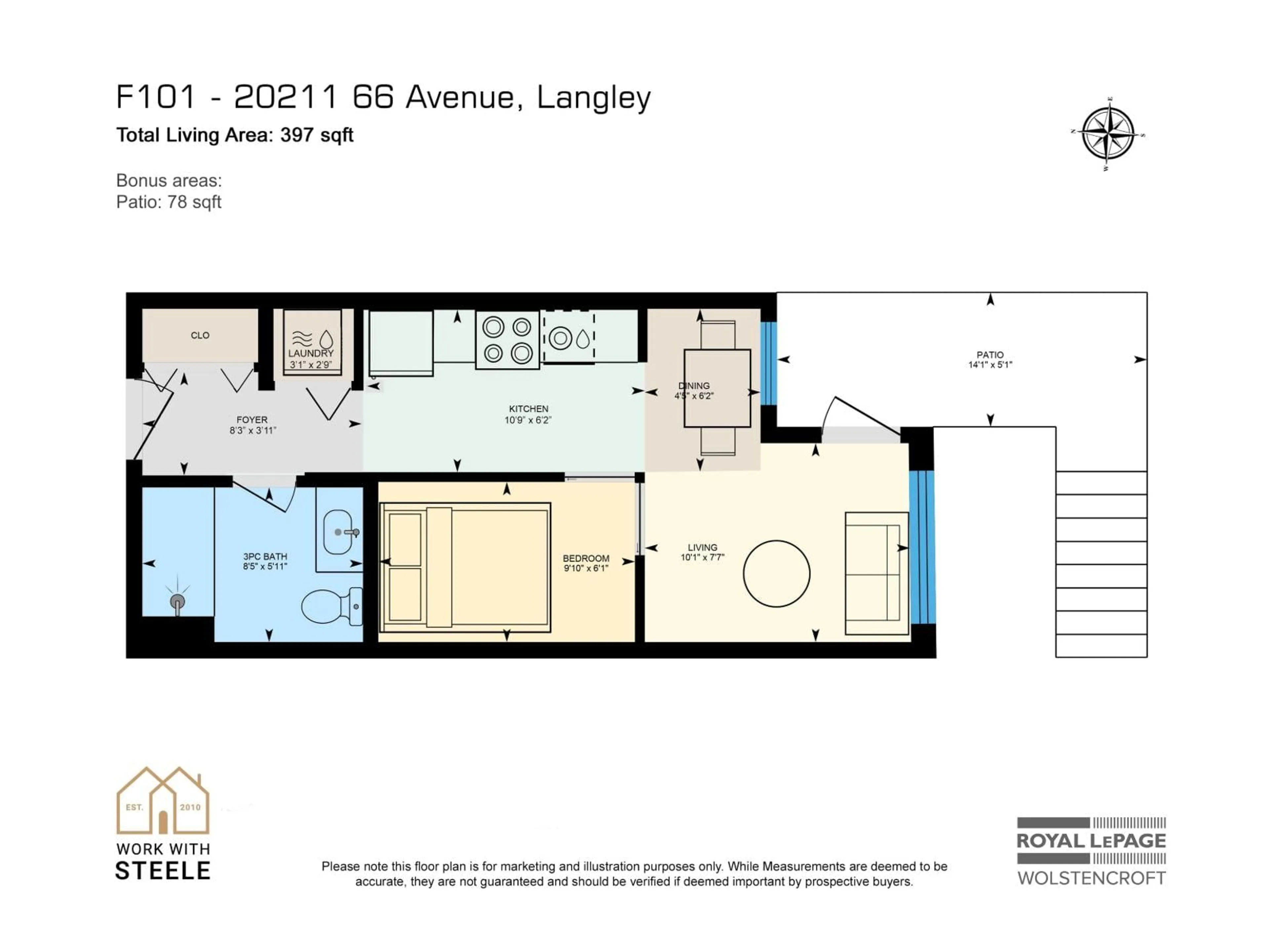 Floor plan for F101 - 20211 66 AVENUE, Langley British Columbia V2Y0L4