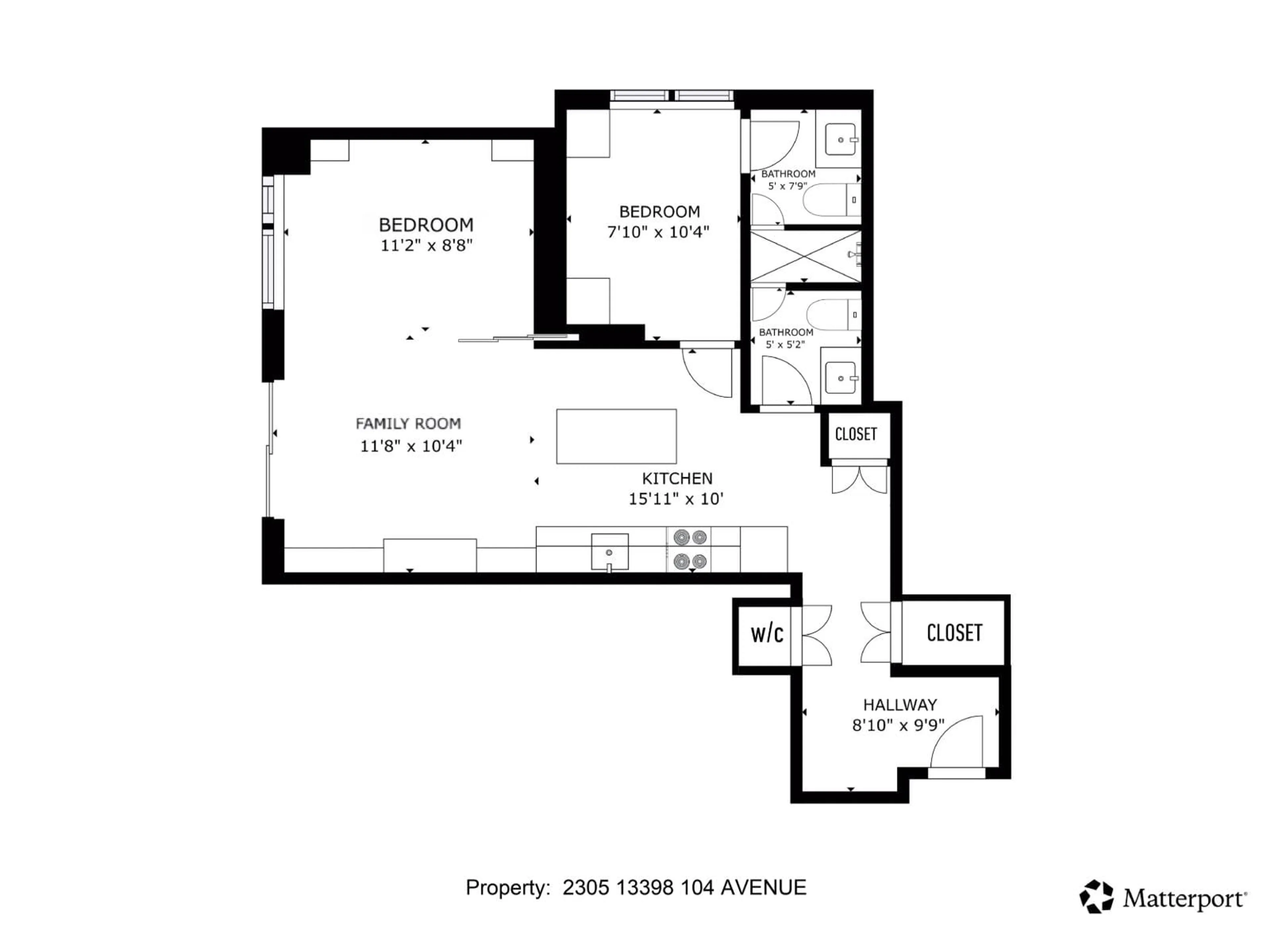 Floor plan for 2305 - 13398 104 AVENUE, Surrey British Columbia V3T1V6