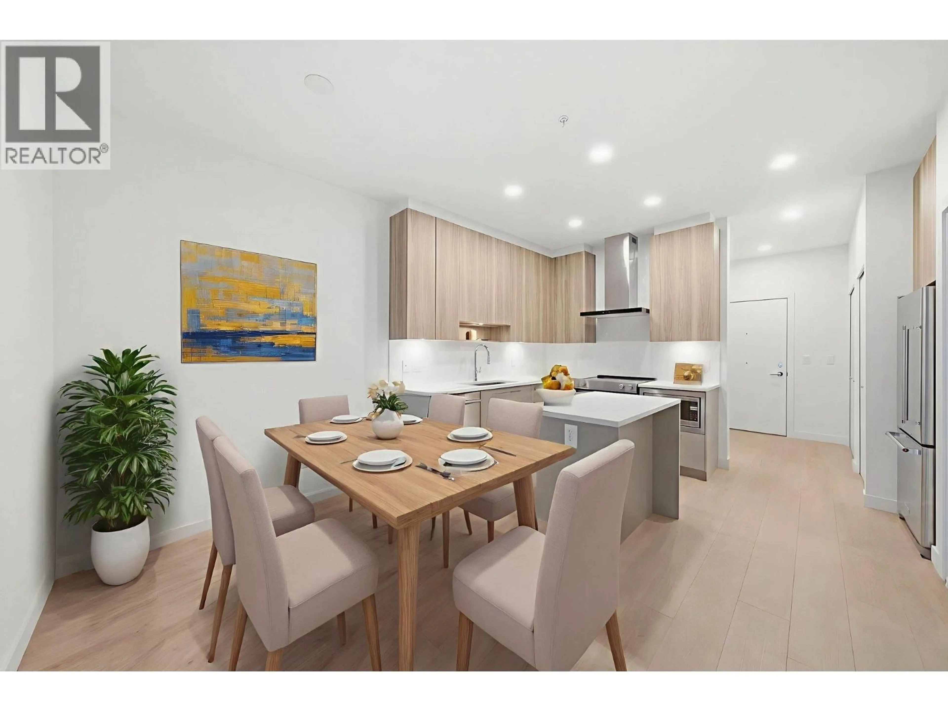 Open concept kitchen, wood/laminate floor for 418 - 7588 16TH STREET, Burnaby British Columbia V3N0H8