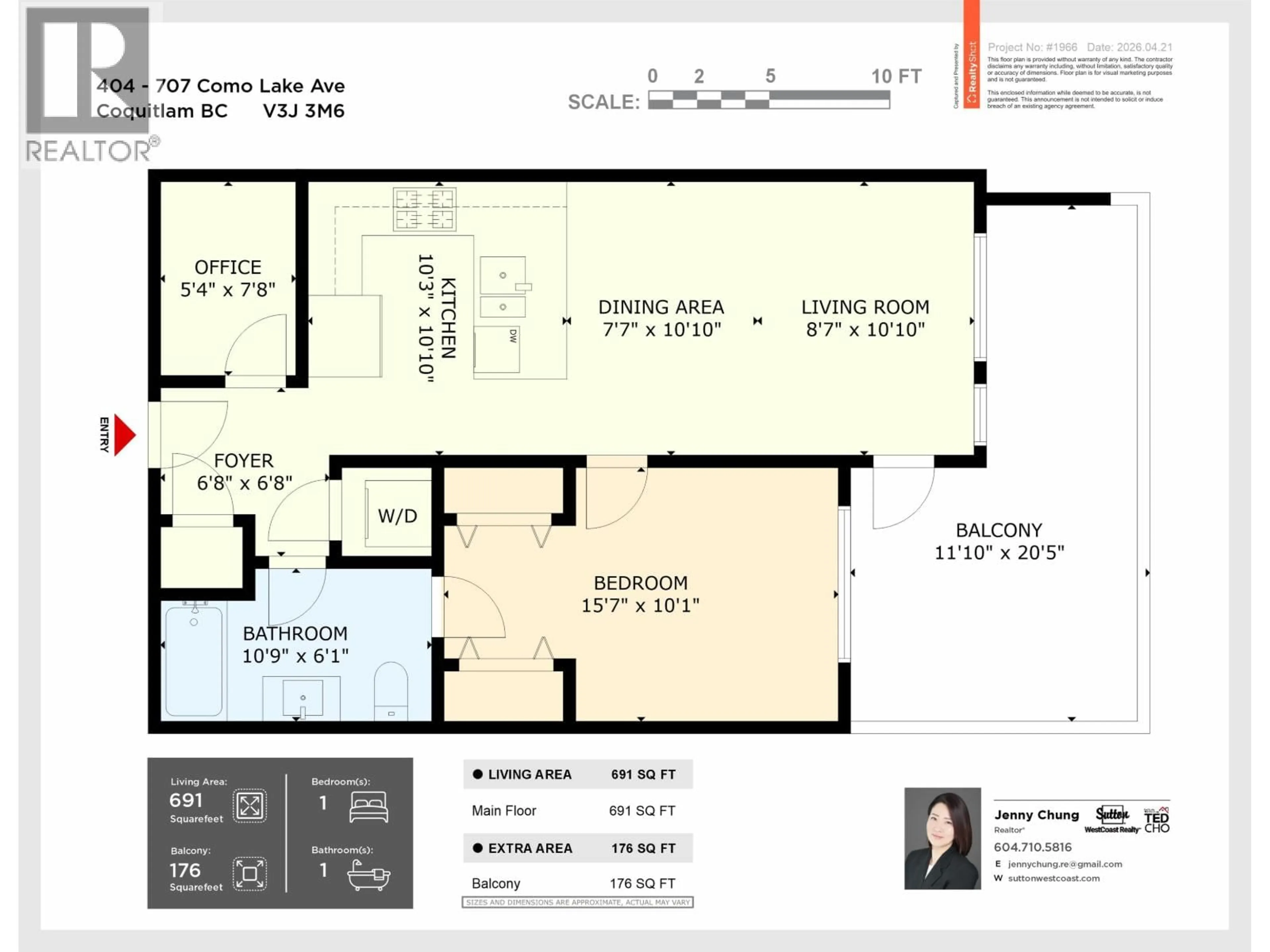Floor plan for 408 - 707 COMO LAKE AVENUE, Coquitlam British Columbia V3J0J5
