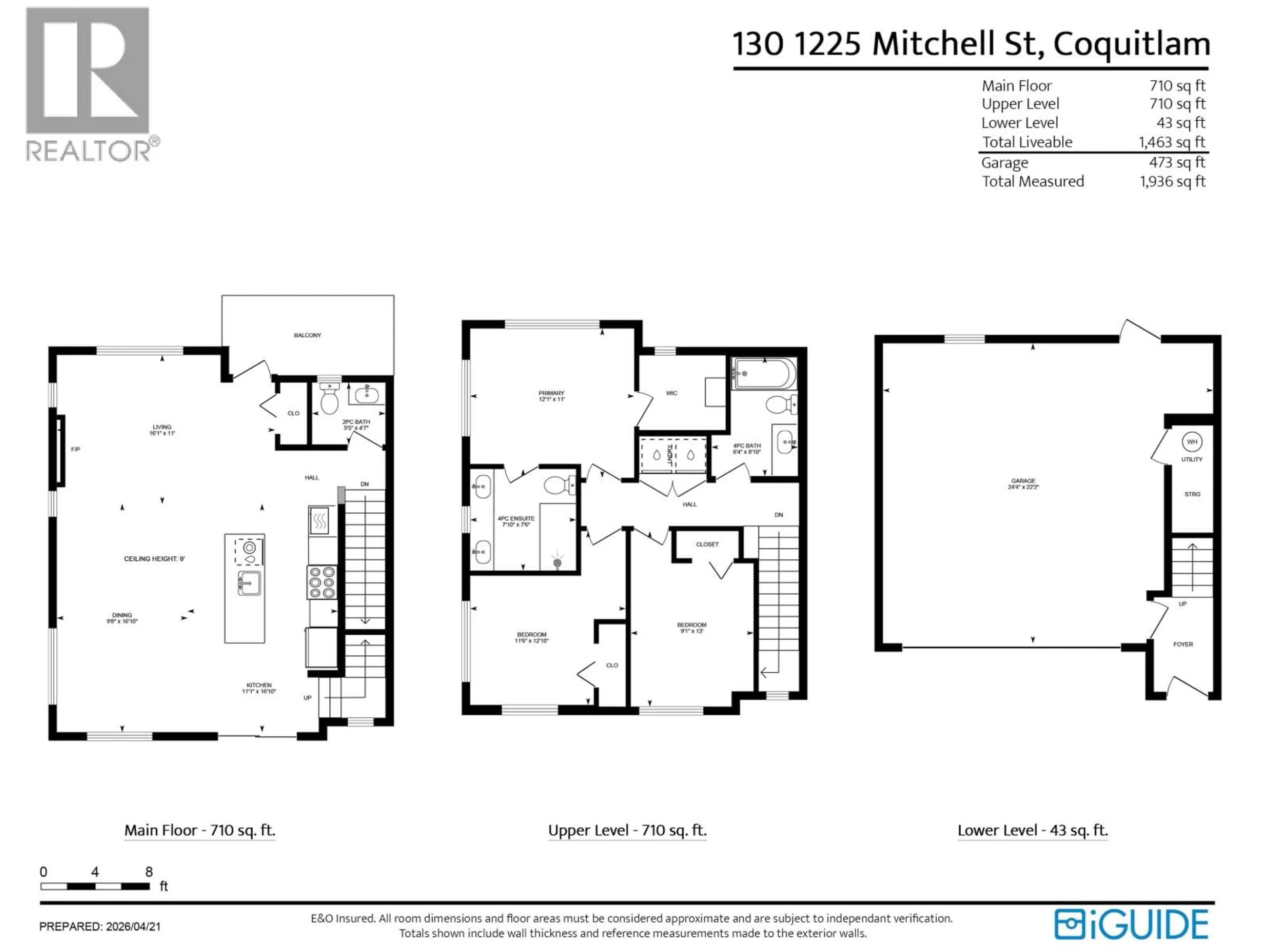 Floor plan for 130 - 1225 MITCHELL STREET, Coquitlam British Columbia V3B0R5
