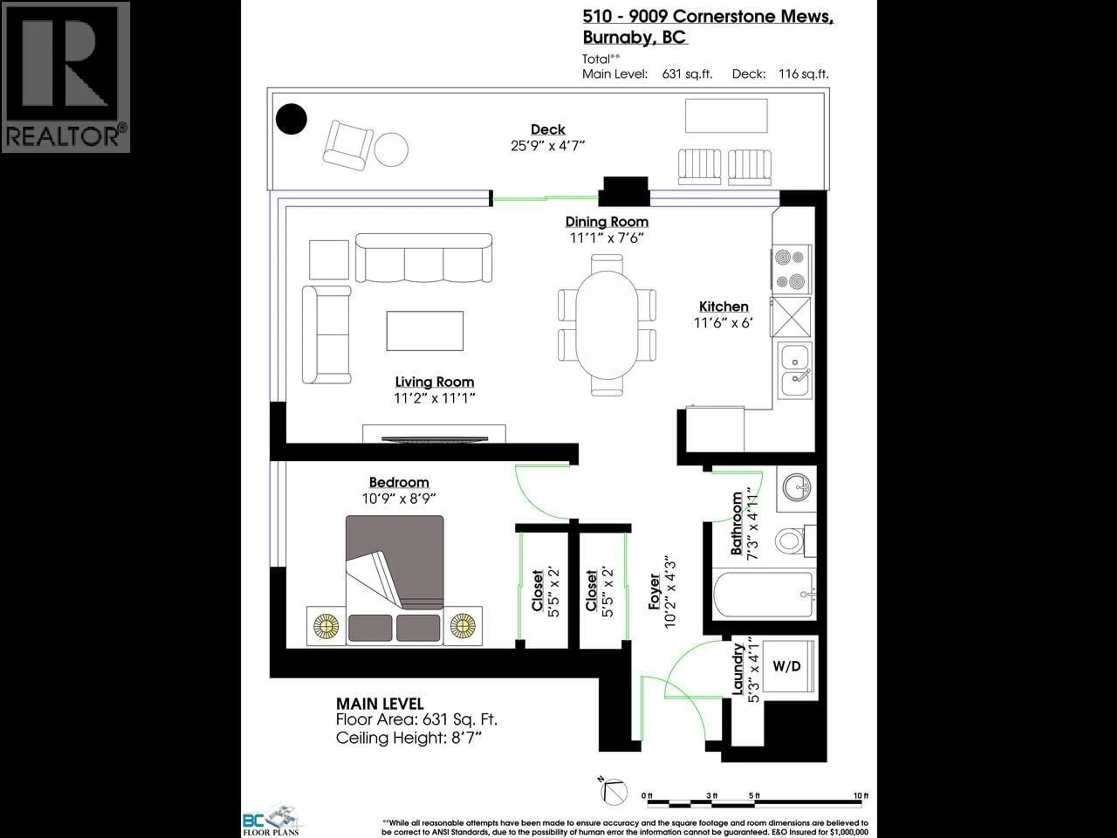 Floor plan for 510 - 9009 CORNERSTONE MEWS, Burnaby British Columbia V5A0B9