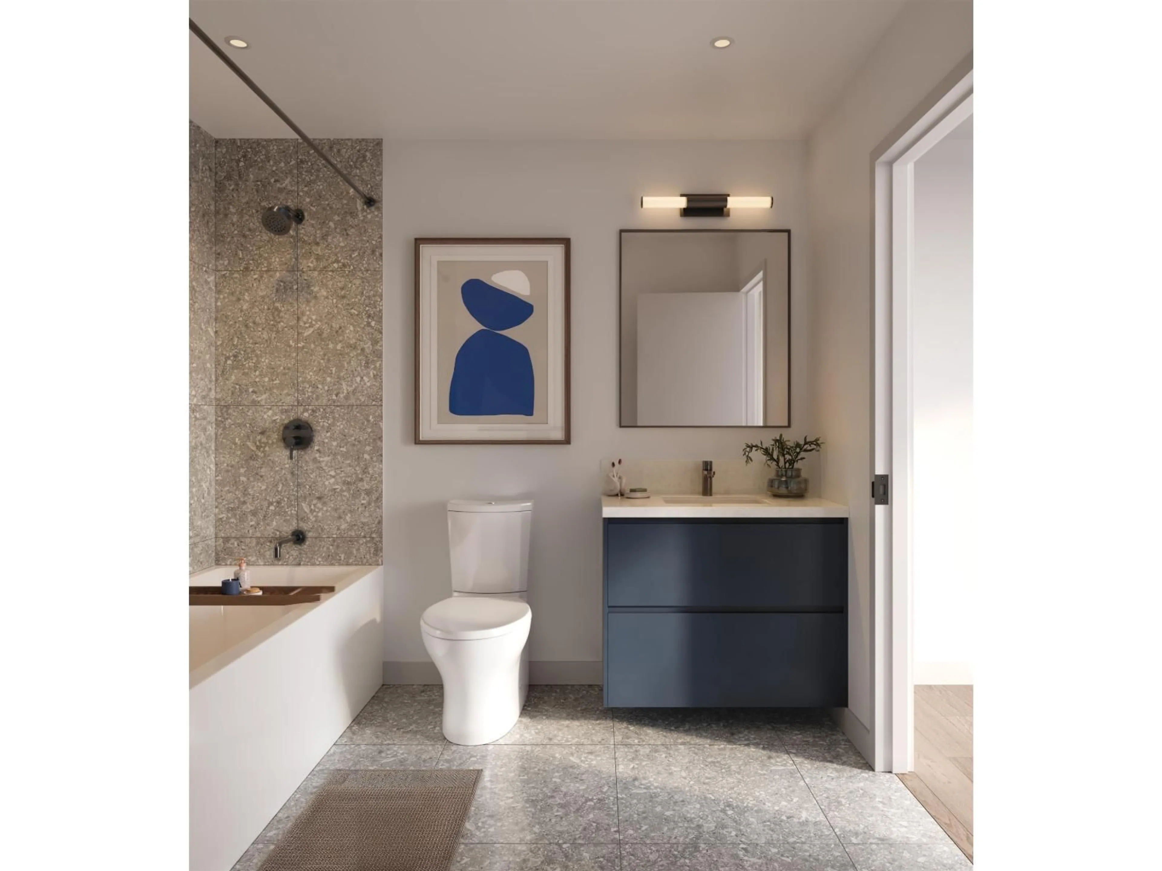 Contemporary bathroom, ceramic/tile floor for 401 - 7588 198B STREET, Langley British Columbia V2Y3X9