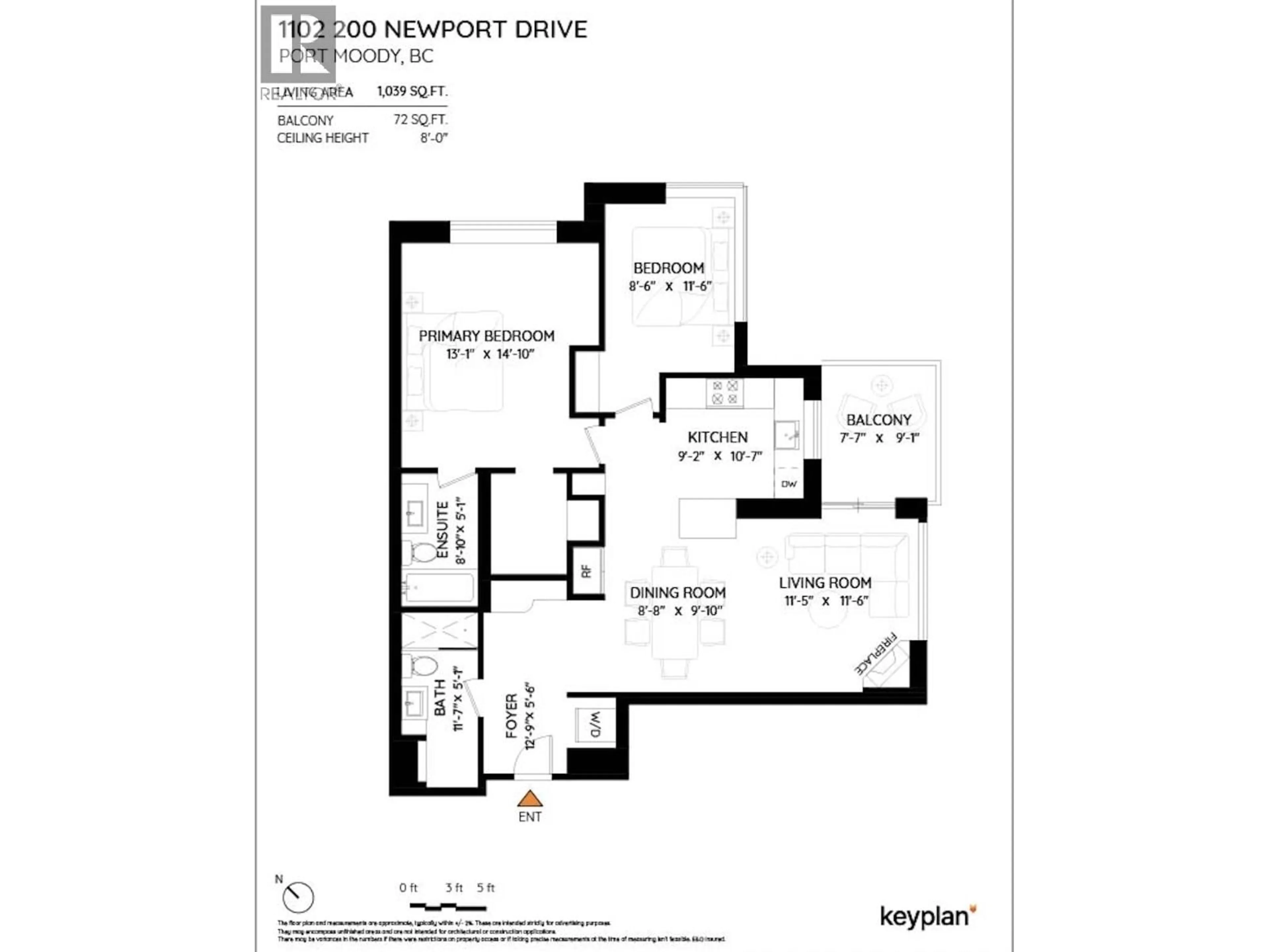 Floor plan for 1102 - 200 NEWPORT DRIVE, Port Moody British Columbia V3H5B7