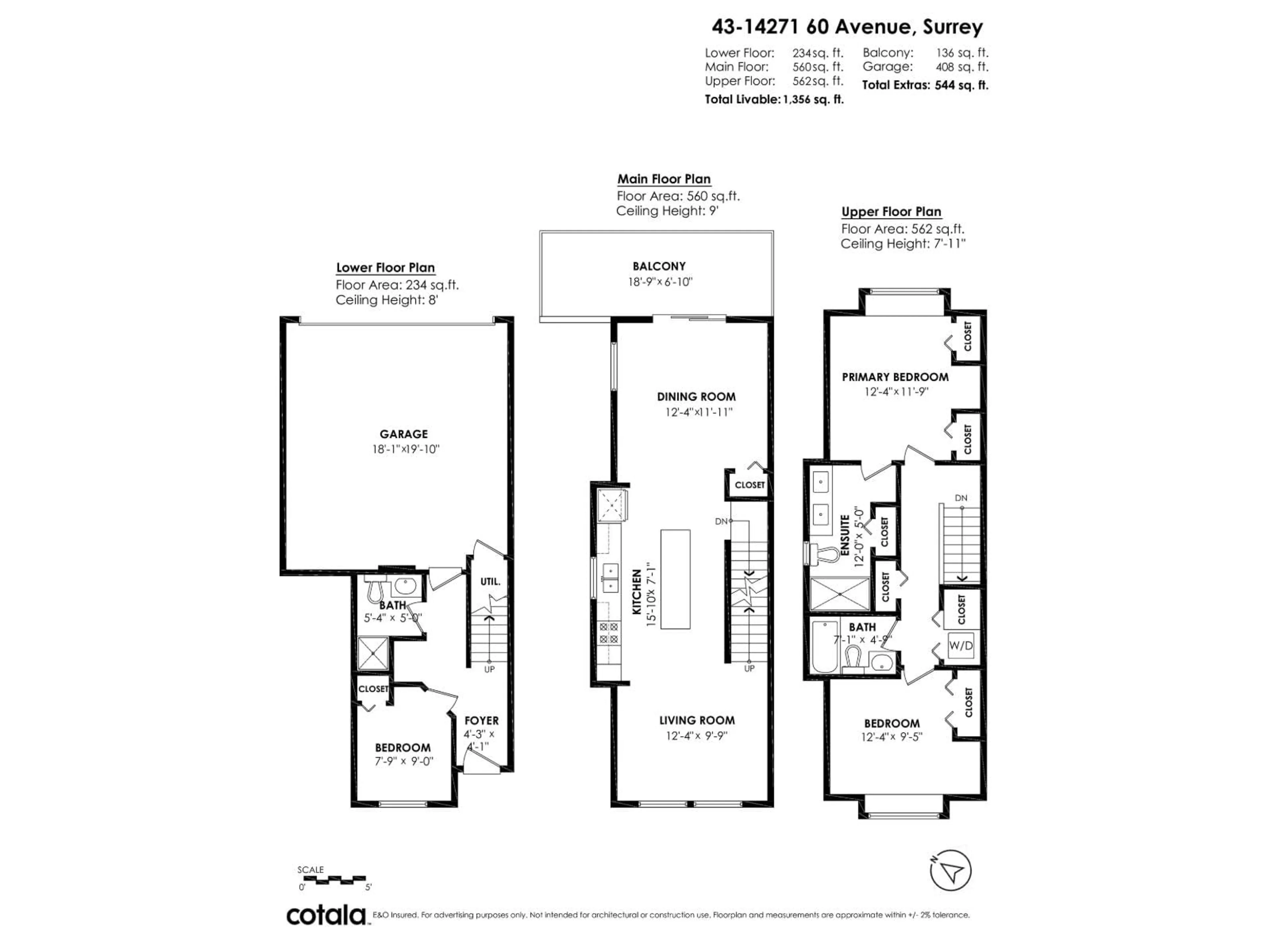 Floor plan for 43 - 14271 60 AVENUE, Surrey British Columbia V3X2N4