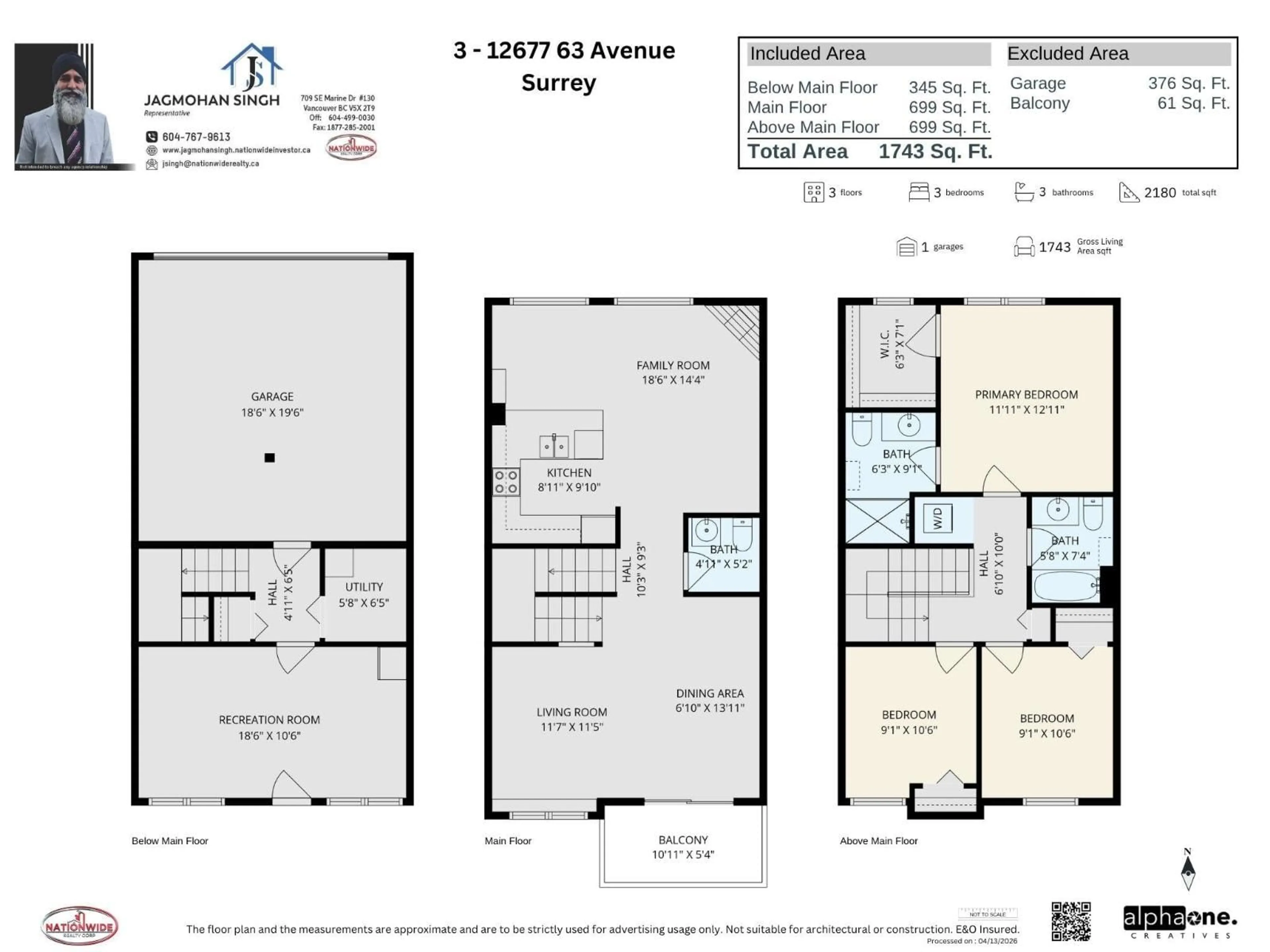 Floor plan for 3 - 12677 63 AVENUE, Surrey British Columbia V3X3T3
