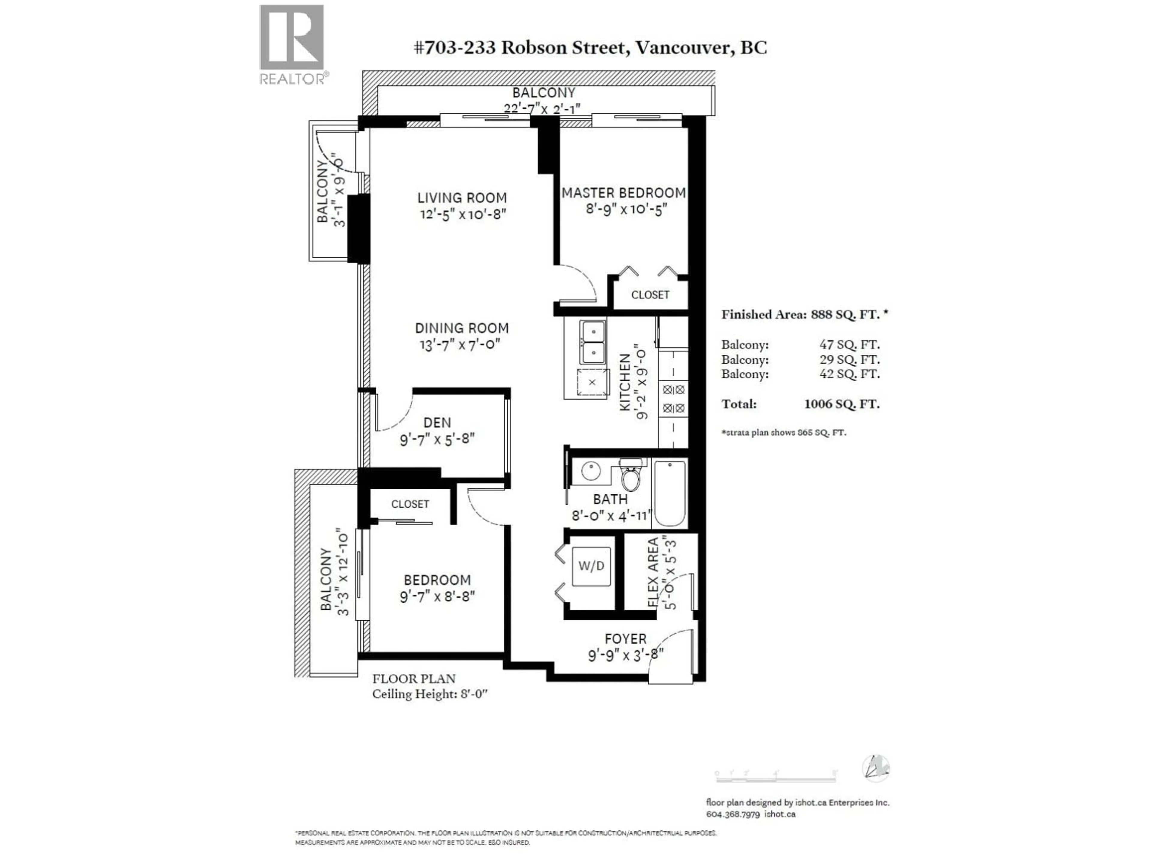 Floor plan for 703 - 233 ROBSON STREET, Vancouver British Columbia V6B0E8