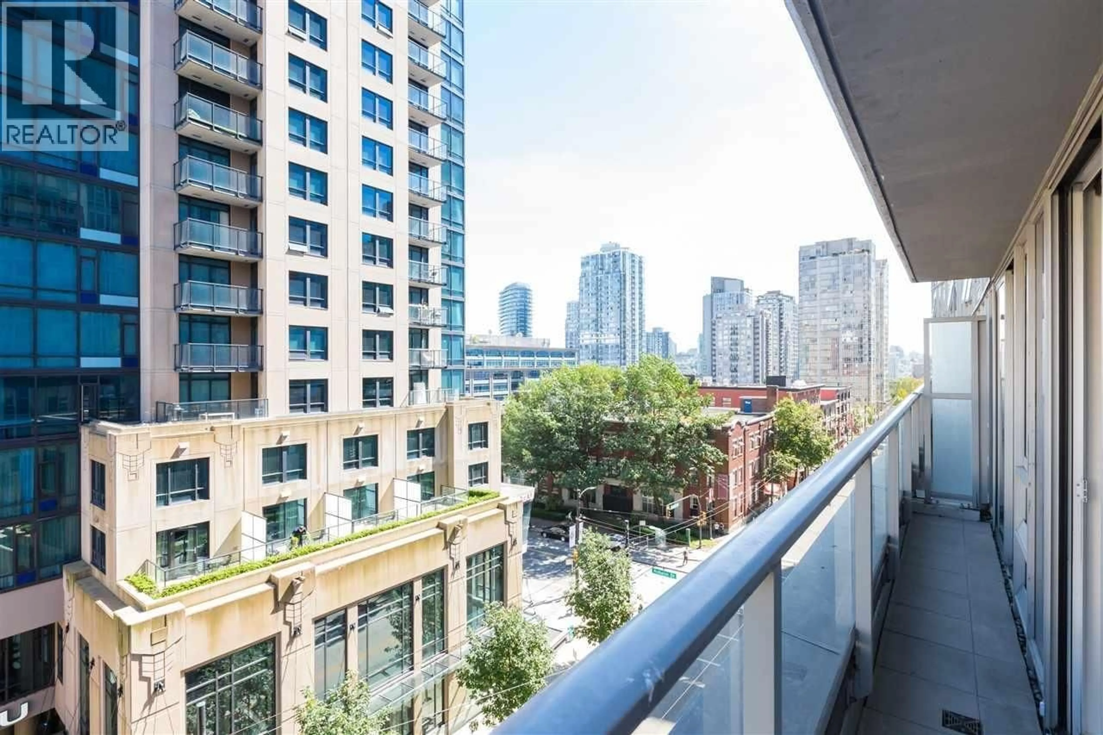 Balcony in the apartment, city buildings view from balcony for 703 - 233 ROBSON STREET, Vancouver British Columbia V6B0E8