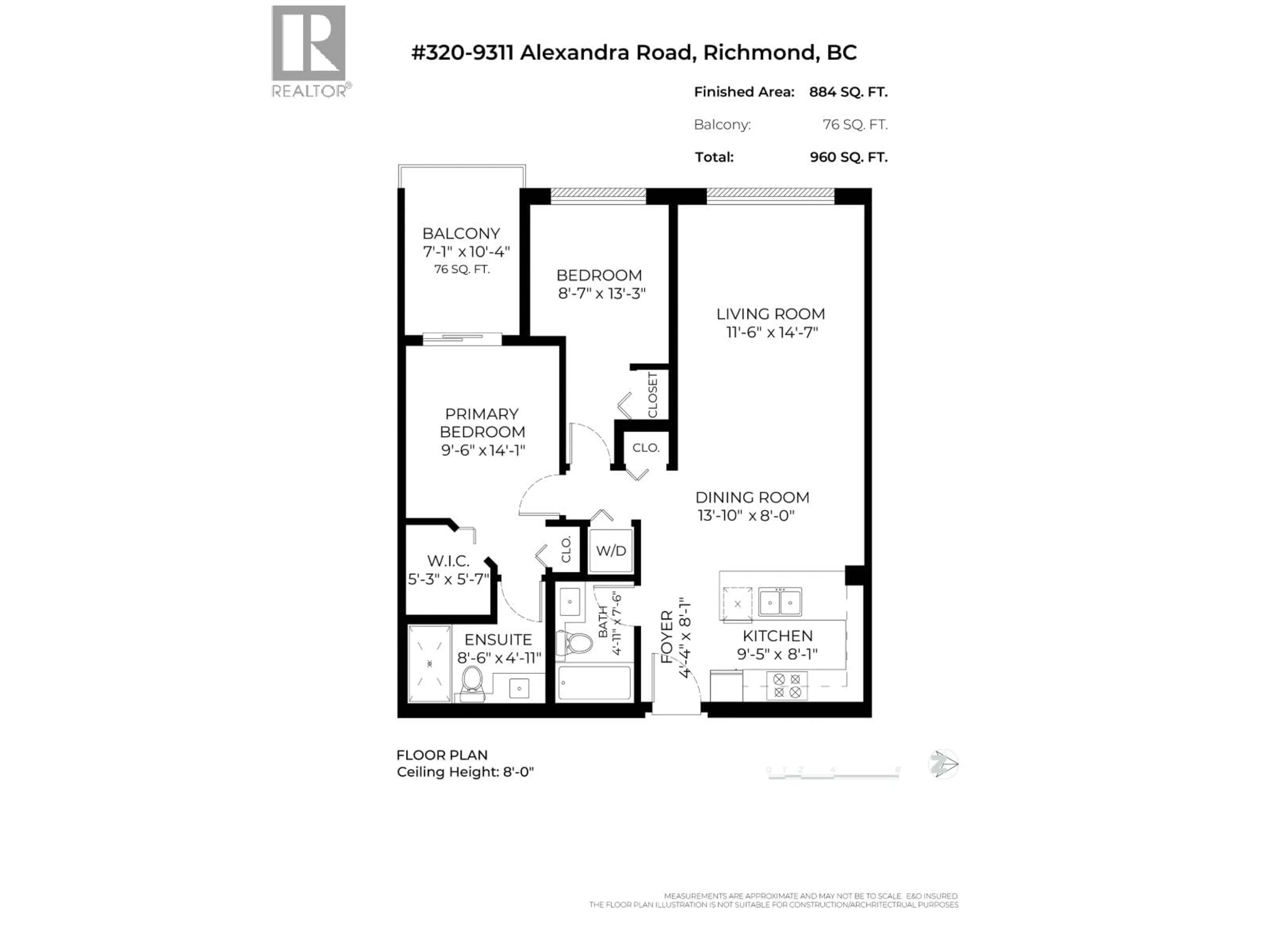 Floor plan for 320 - 9311 ALEXANDRA ROAD, Richmond British Columbia V6X0L8