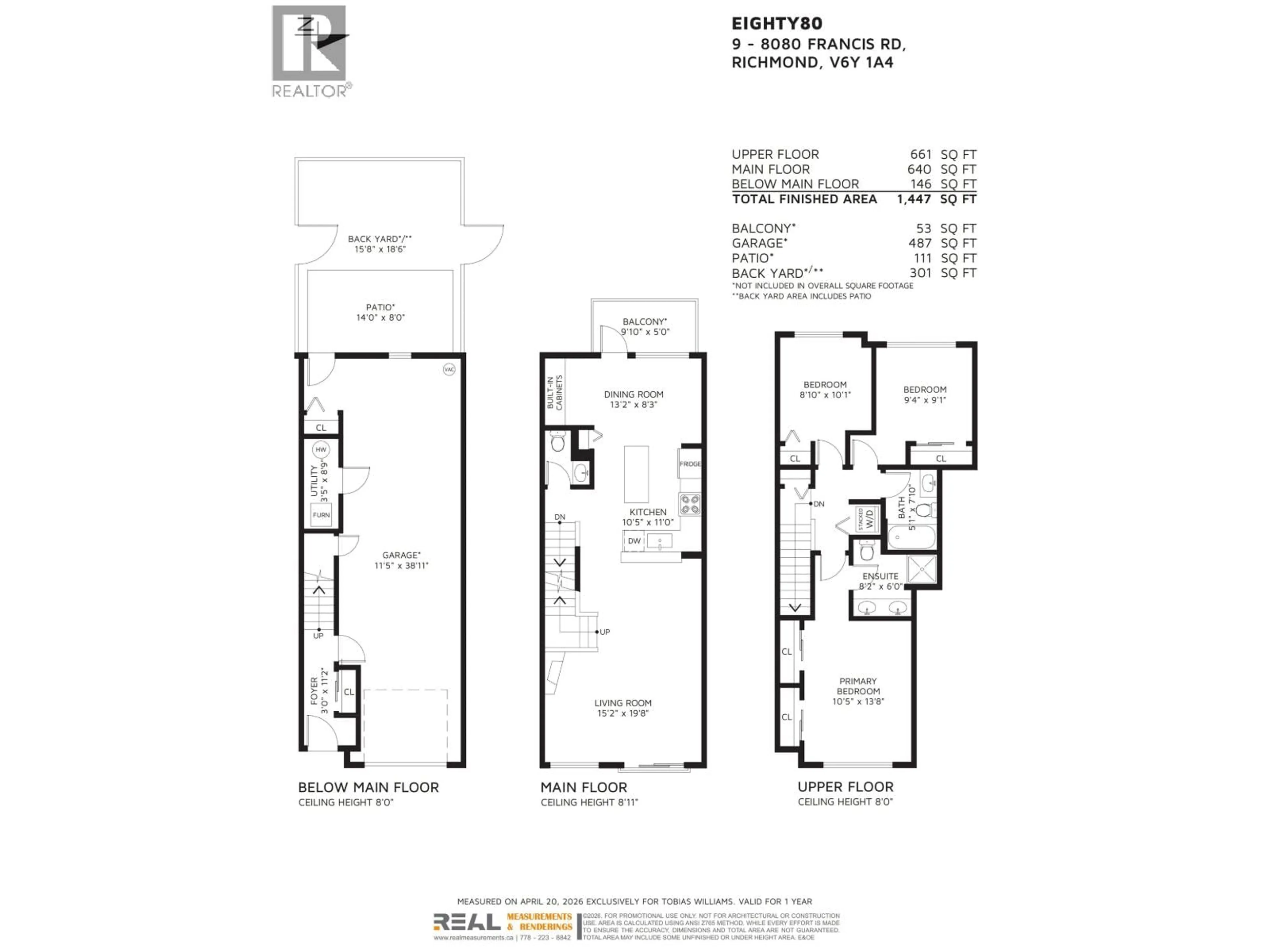 Floor plan for 9 - 8080 FRANCIS ROAD, Richmond British Columbia V6Y1A4