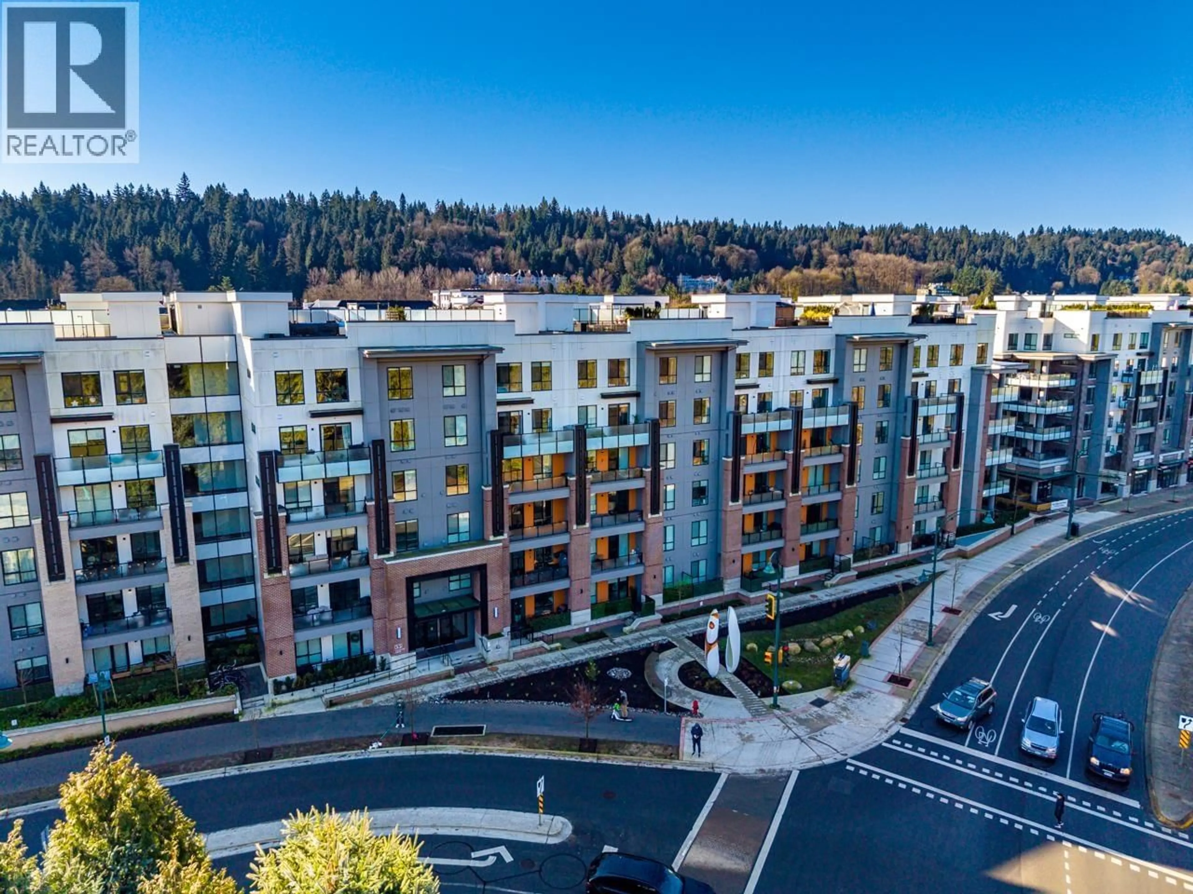 A pic from outside/outdoor area/front of a property/back of a property/a pic from drone, city buildings view from balcony for 614 - 55 KLAHANIE DRIVE, Port Moody British Columbia V3H0M9