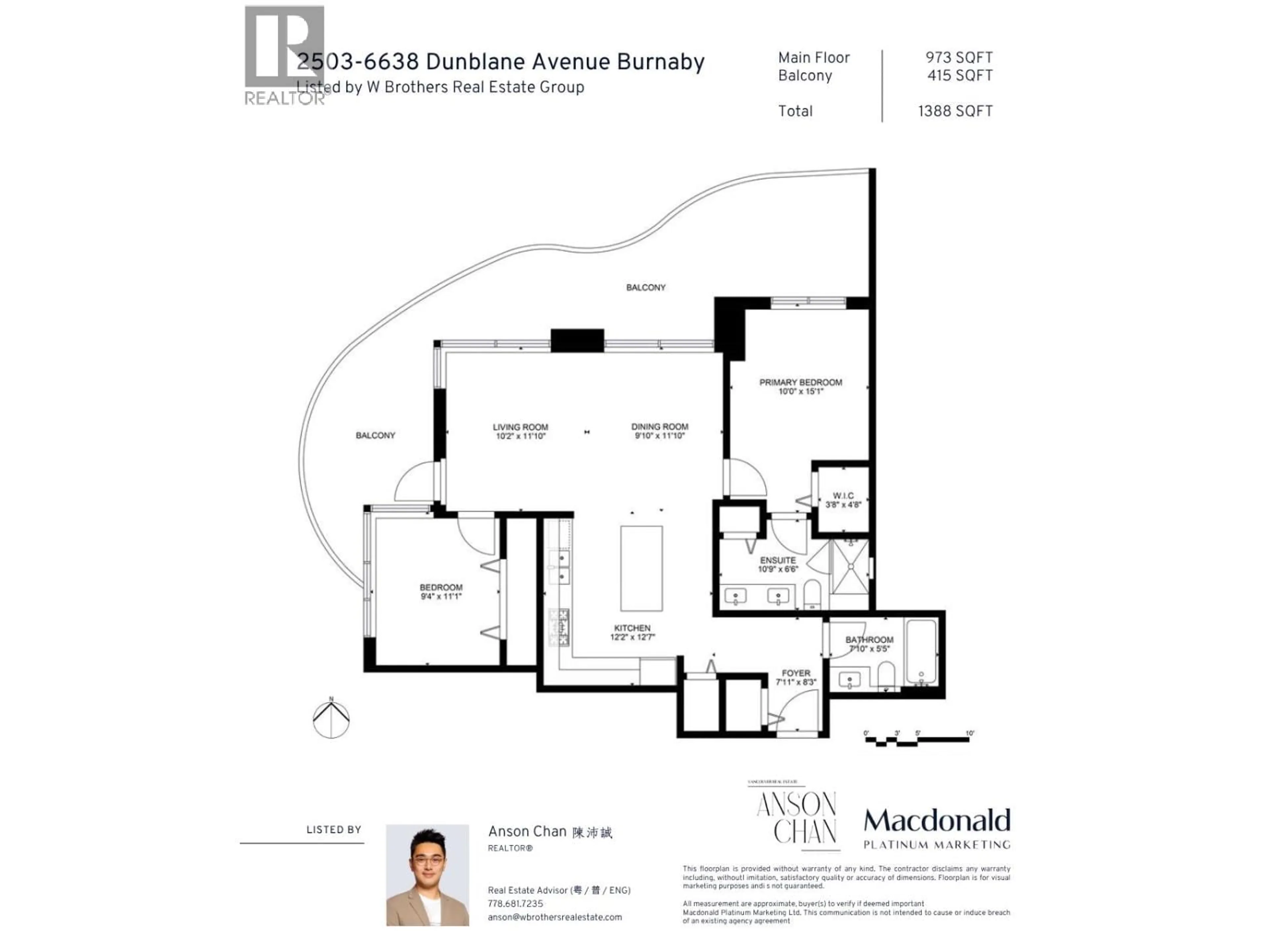 Floor plan for 2503 - 6638 DUNBLANE AVENUE, Burnaby British Columbia V5H0G8