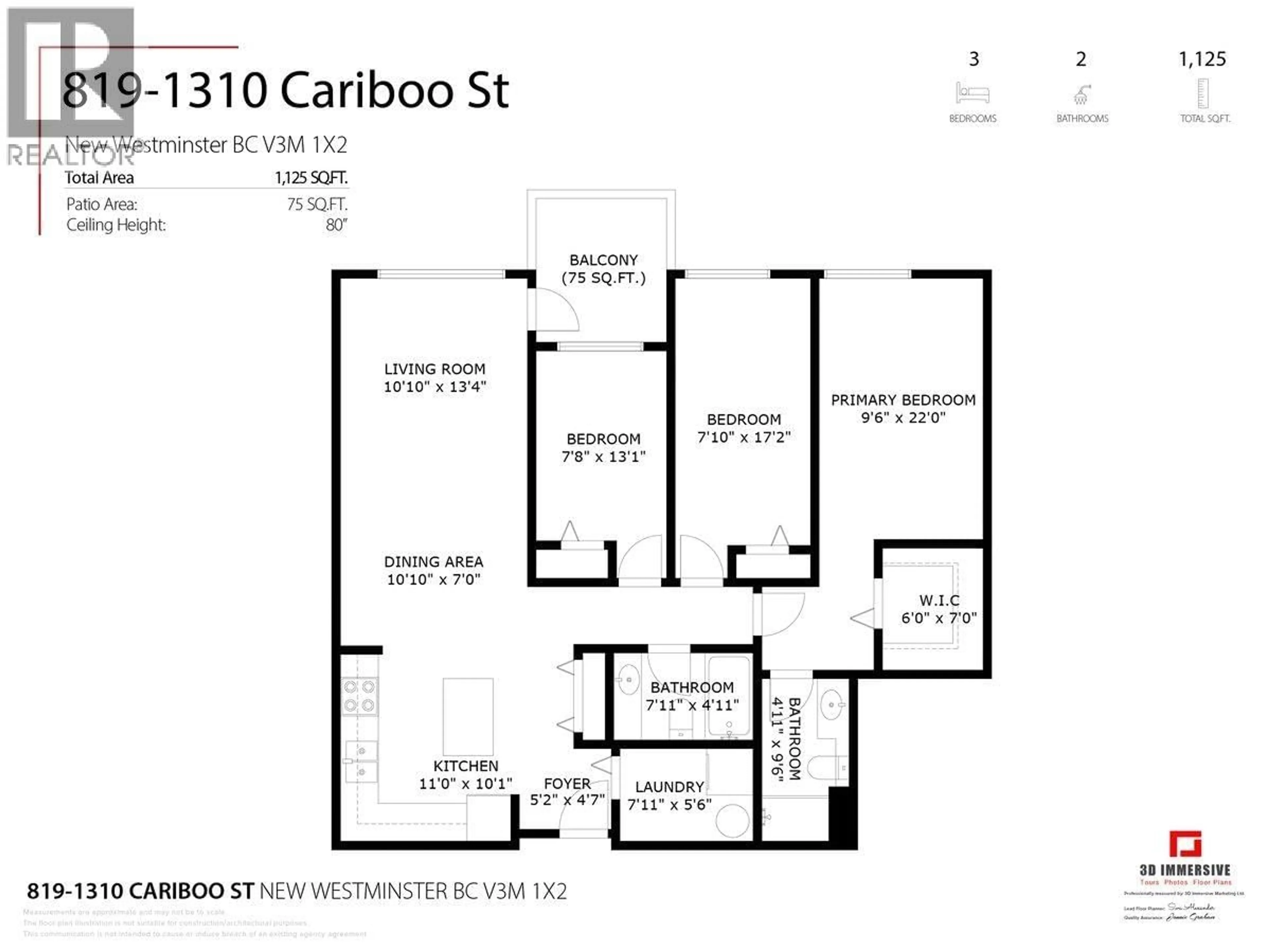 Floor plan for 819 - 1310 CARIBOO STREET, New Westminster British Columbia V3M1X2