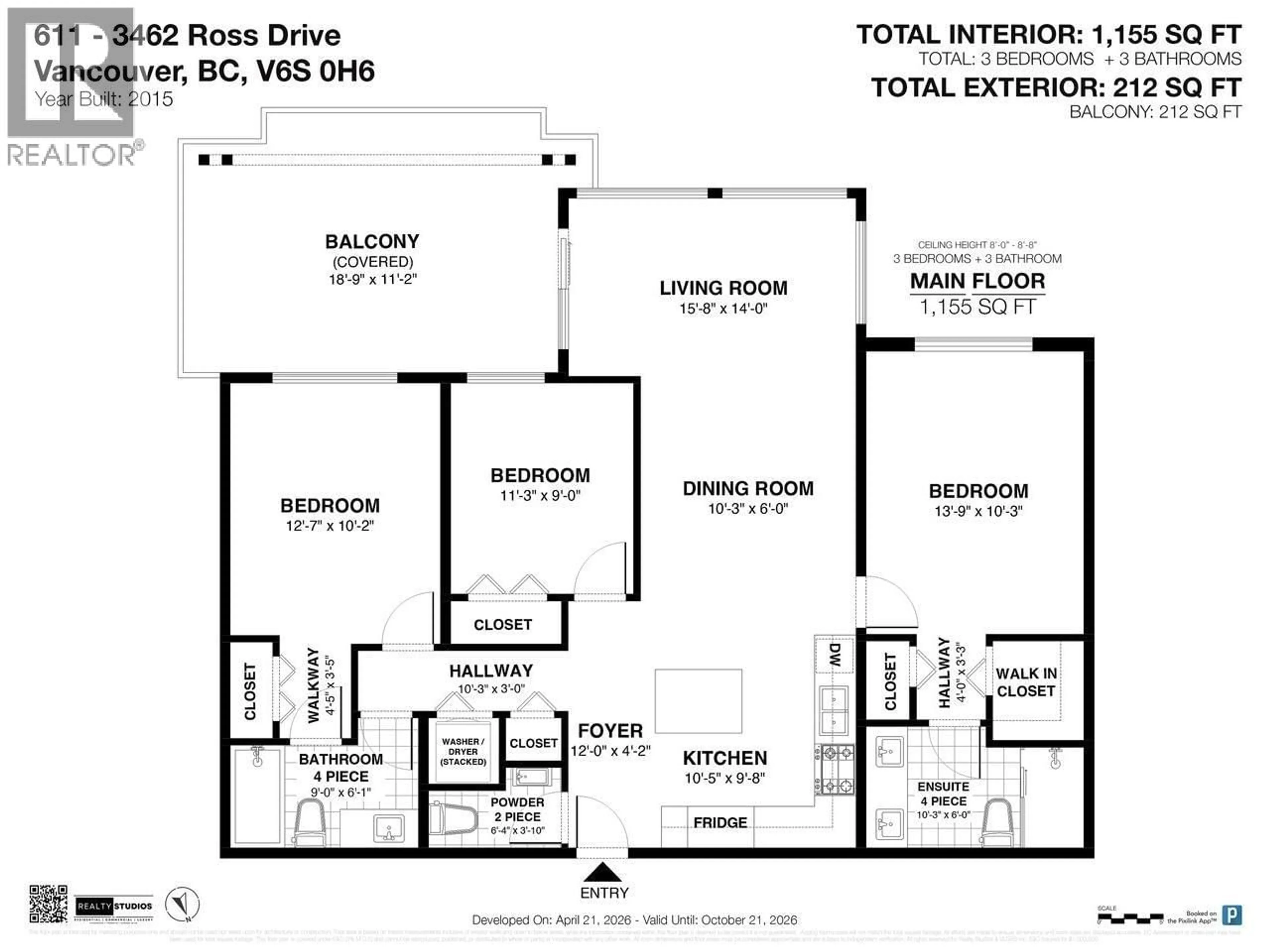 Floor plan for 611 - 3462 ROSS DRIVE, Vancouver British Columbia V6S0H6