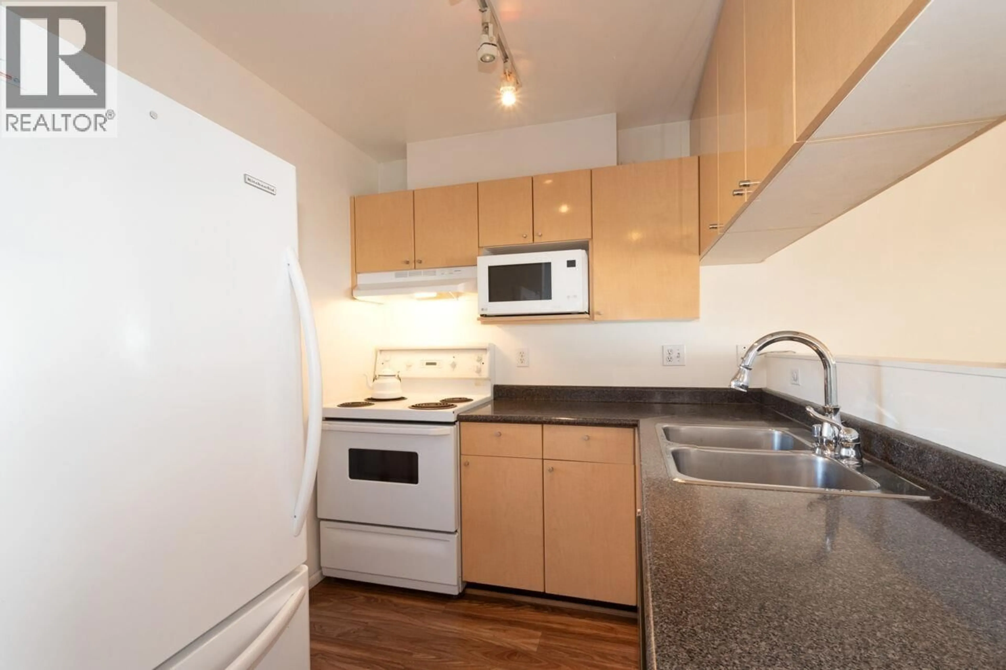 Standard kitchen, wood/laminate floor for 203 - 3368 MAIN STREET, Vancouver British Columbia V5V3M7