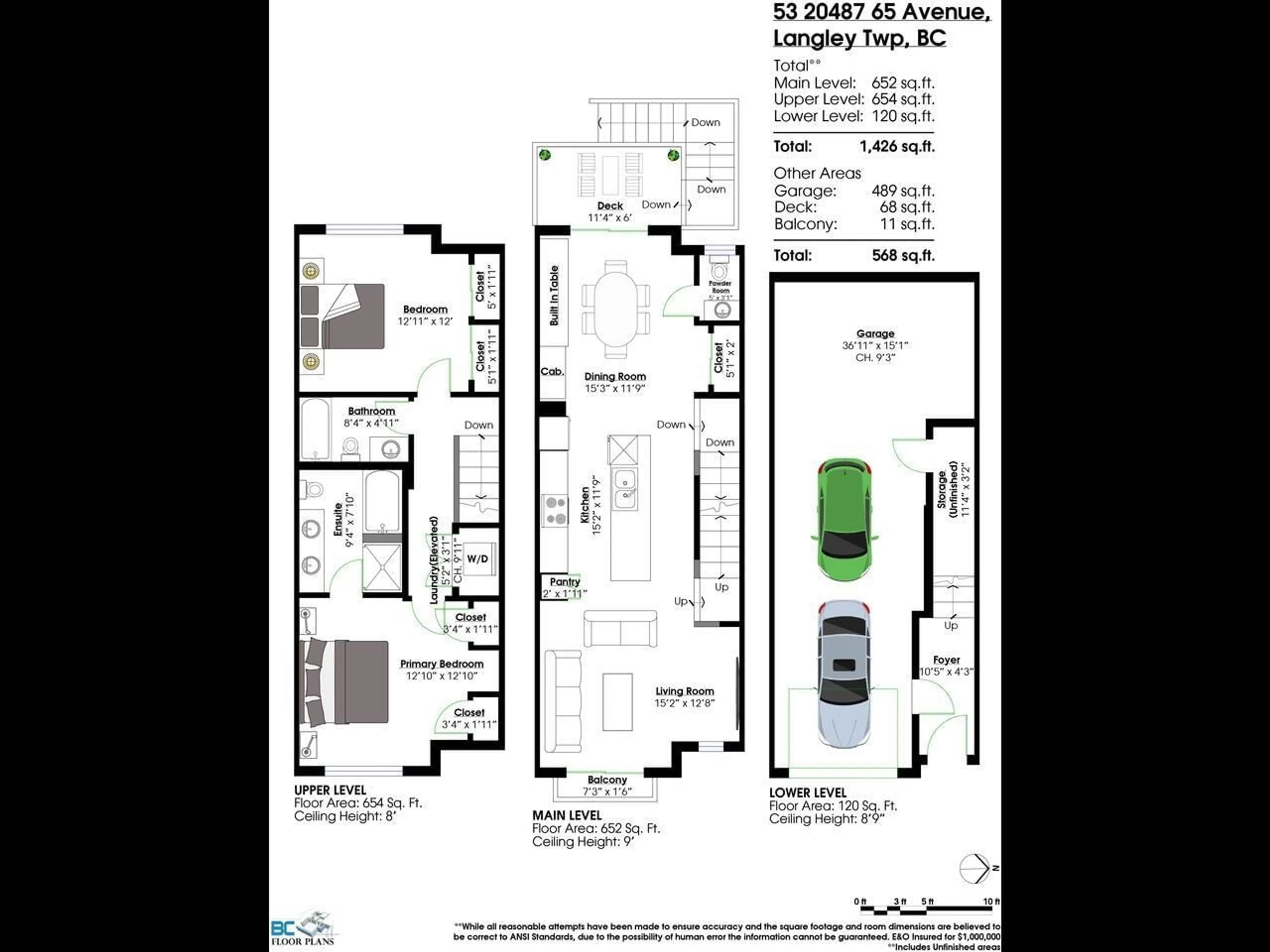 Floor plan for 53 - 20487 65 AVENUE, Langley British Columbia V2Y3K8