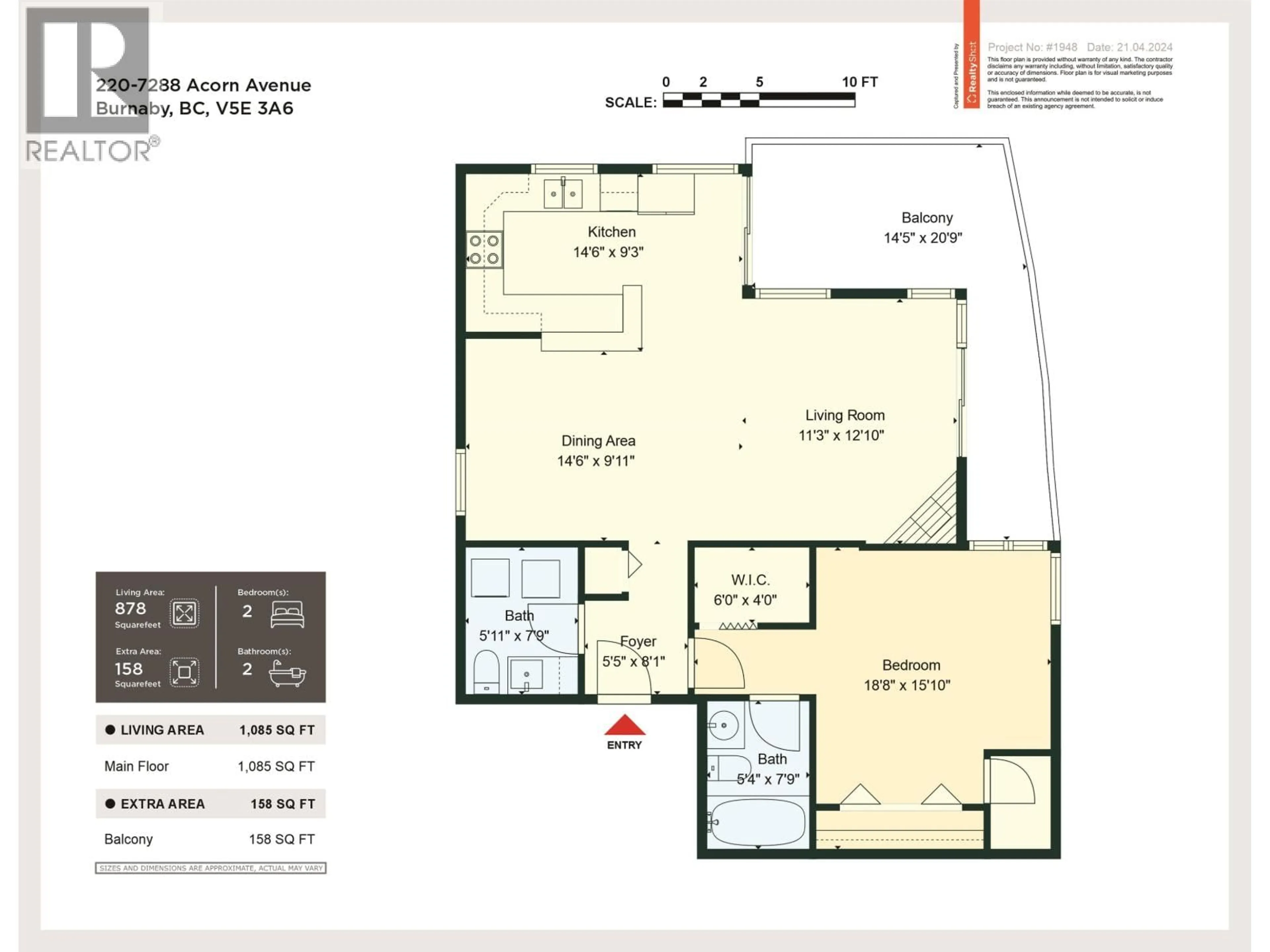 Floor plan for 220 - 7288 ACORN AVENUE, Burnaby British Columbia V5E4H6