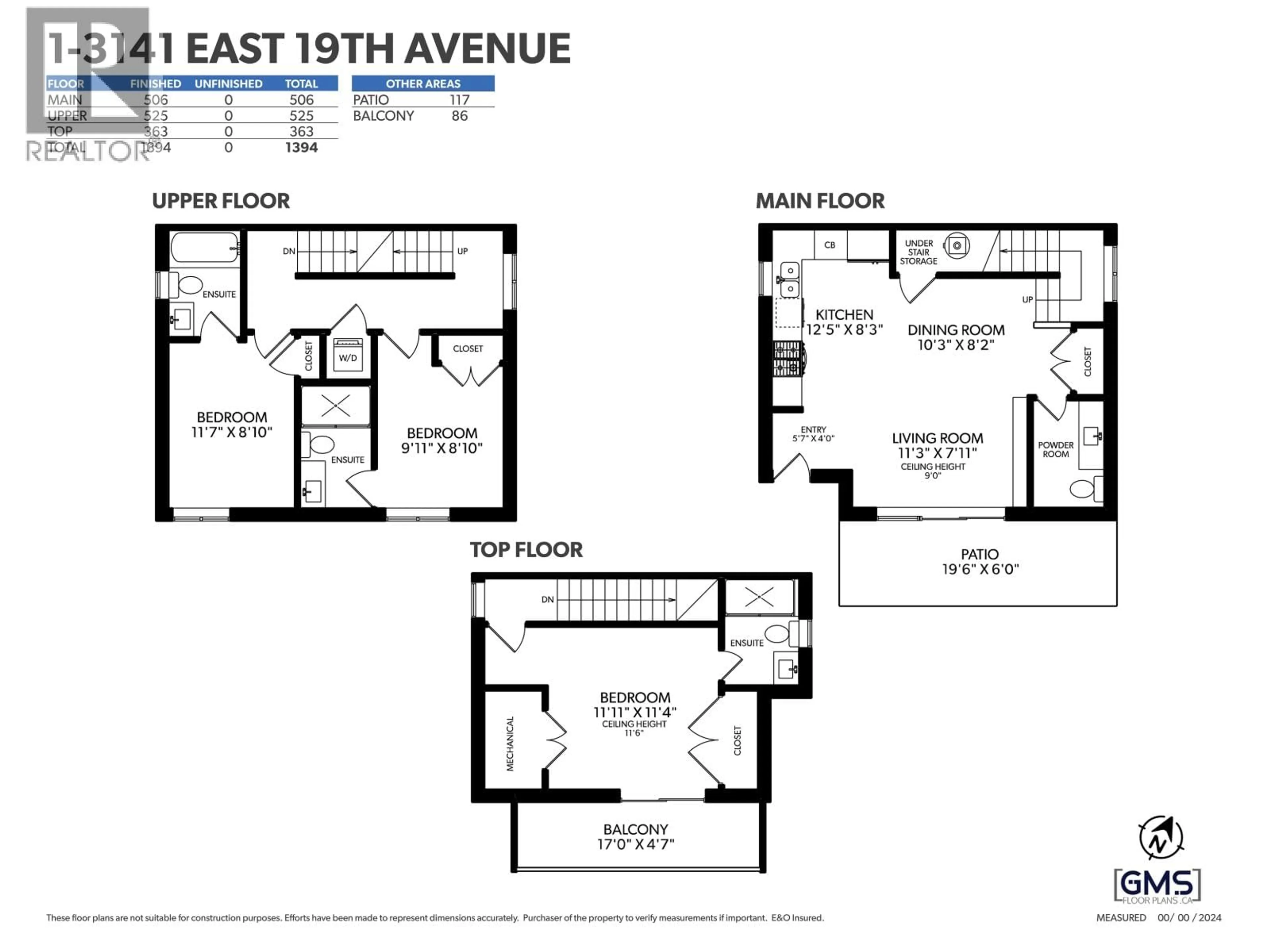 Floor plan for 1 - 3141 19 AVENUE, Vancouver British Columbia V5M2T2