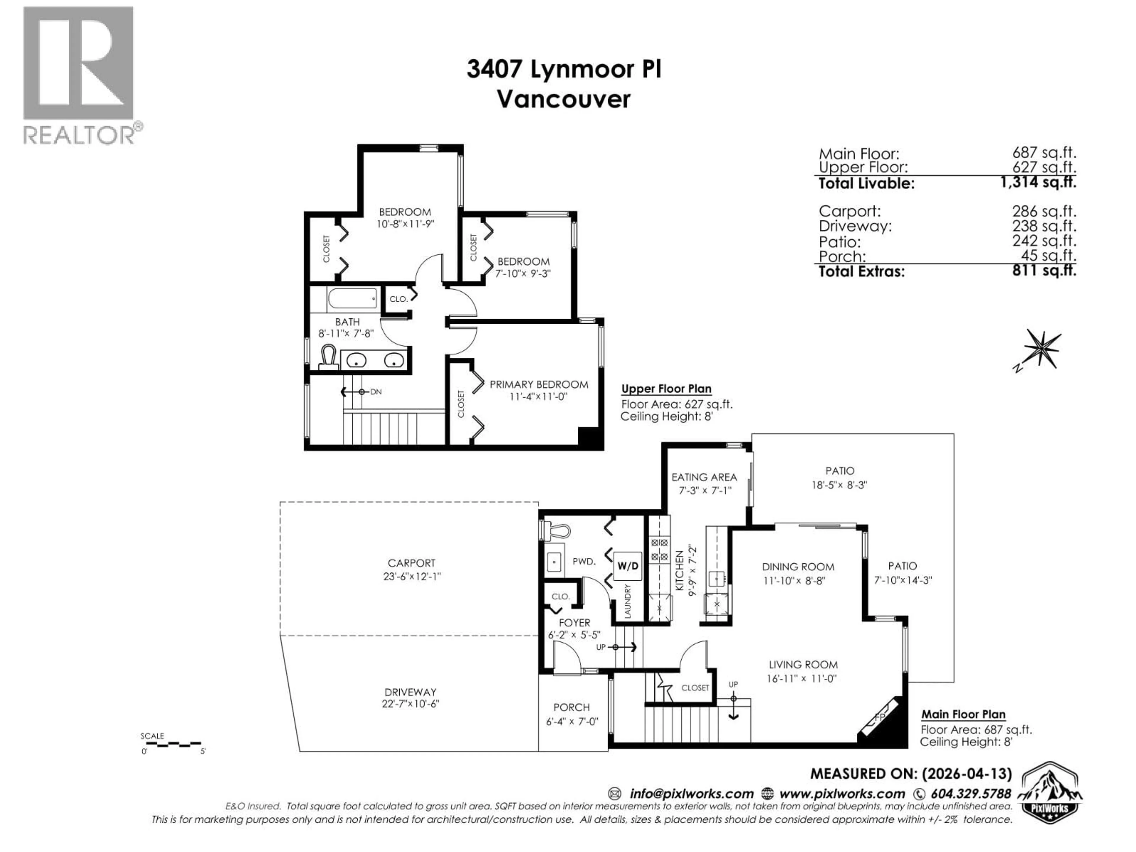 Floor plan for 3407 LYNMOOR PLACE, Vancouver British Columbia V5S4G4