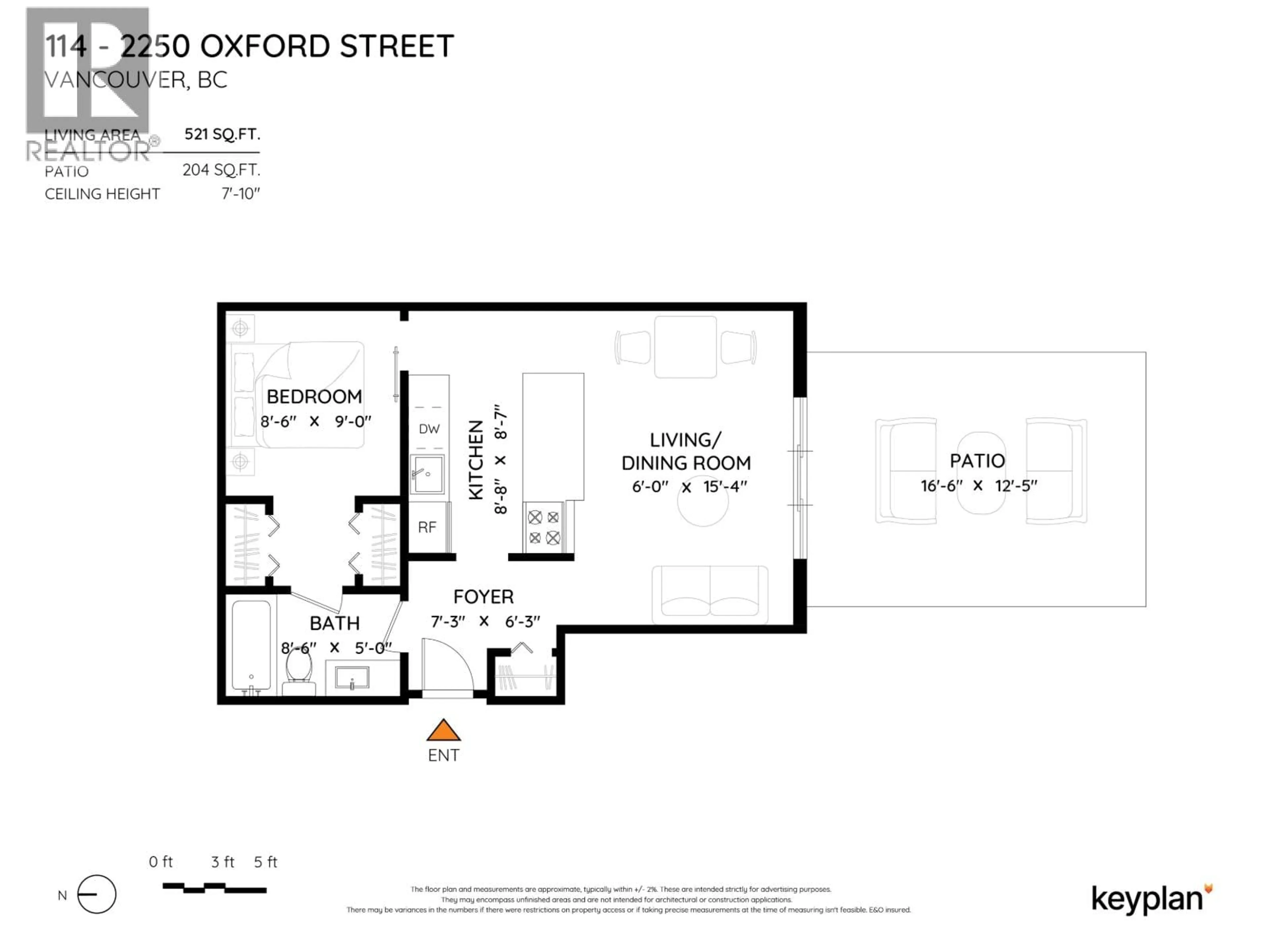 Floor plan for 114 - 2250 OXFORD STREET, Vancouver British Columbia V5L1G1