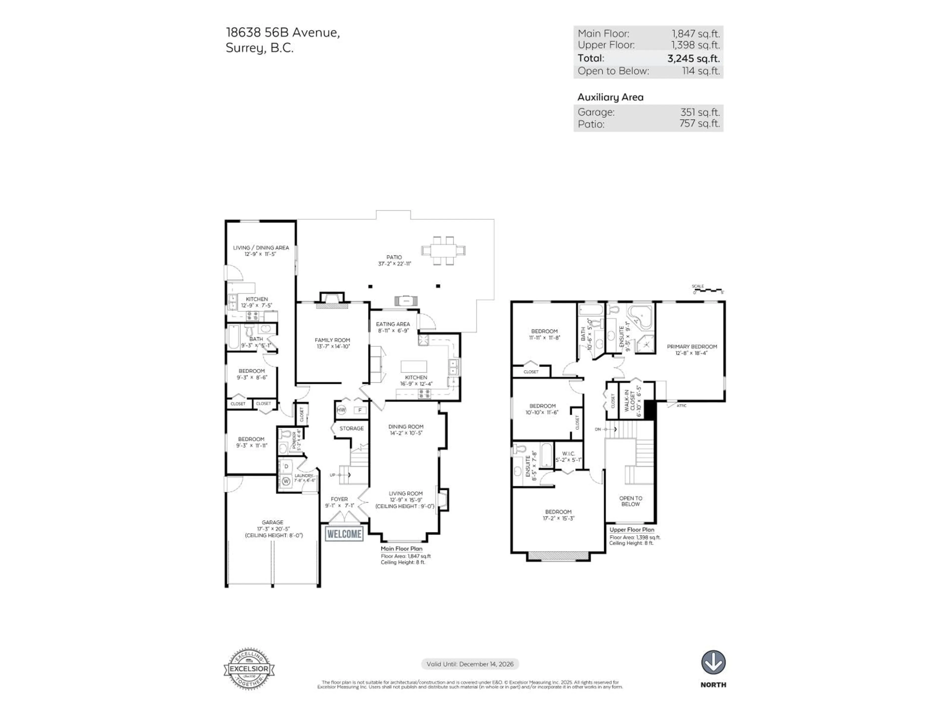 Floor plan for 18638 56B AVENUE, Surrey British Columbia V3S7N2