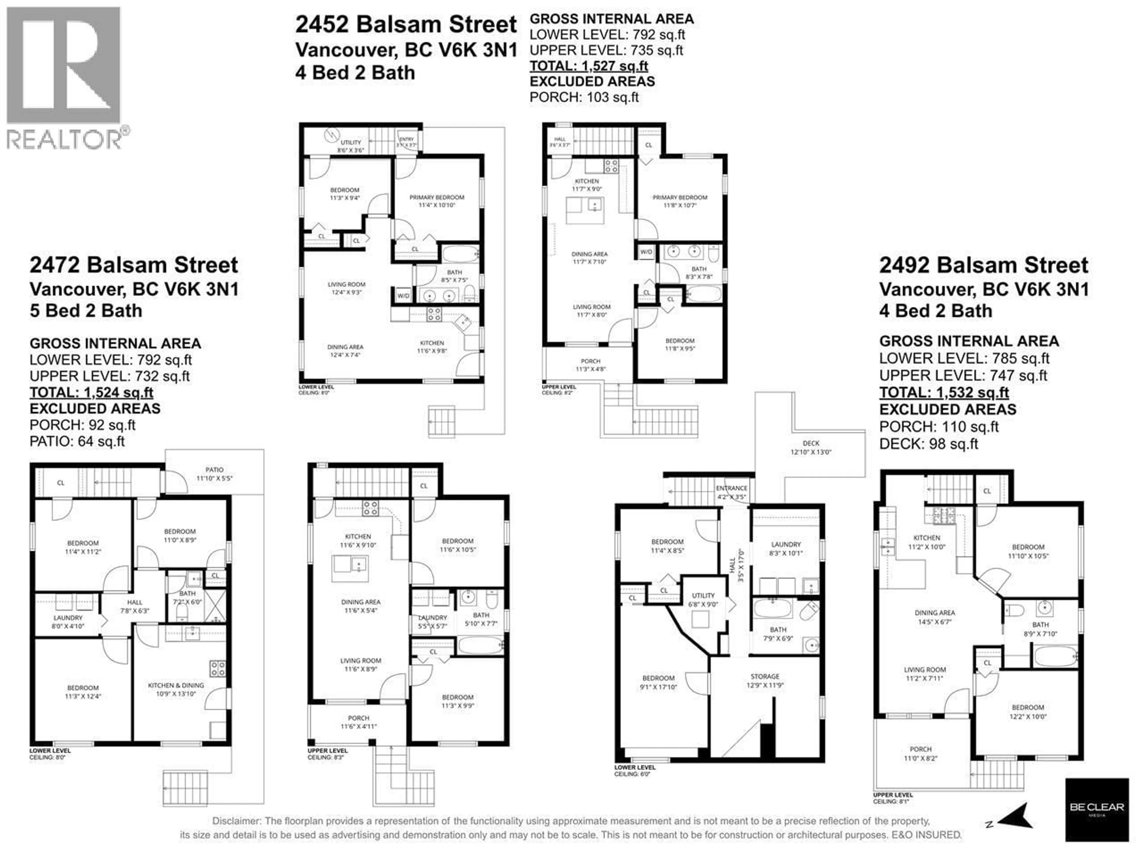 Floor plan for 2452 - 2492 BALSAM STREET, Vancouver British Columbia V6K3N1