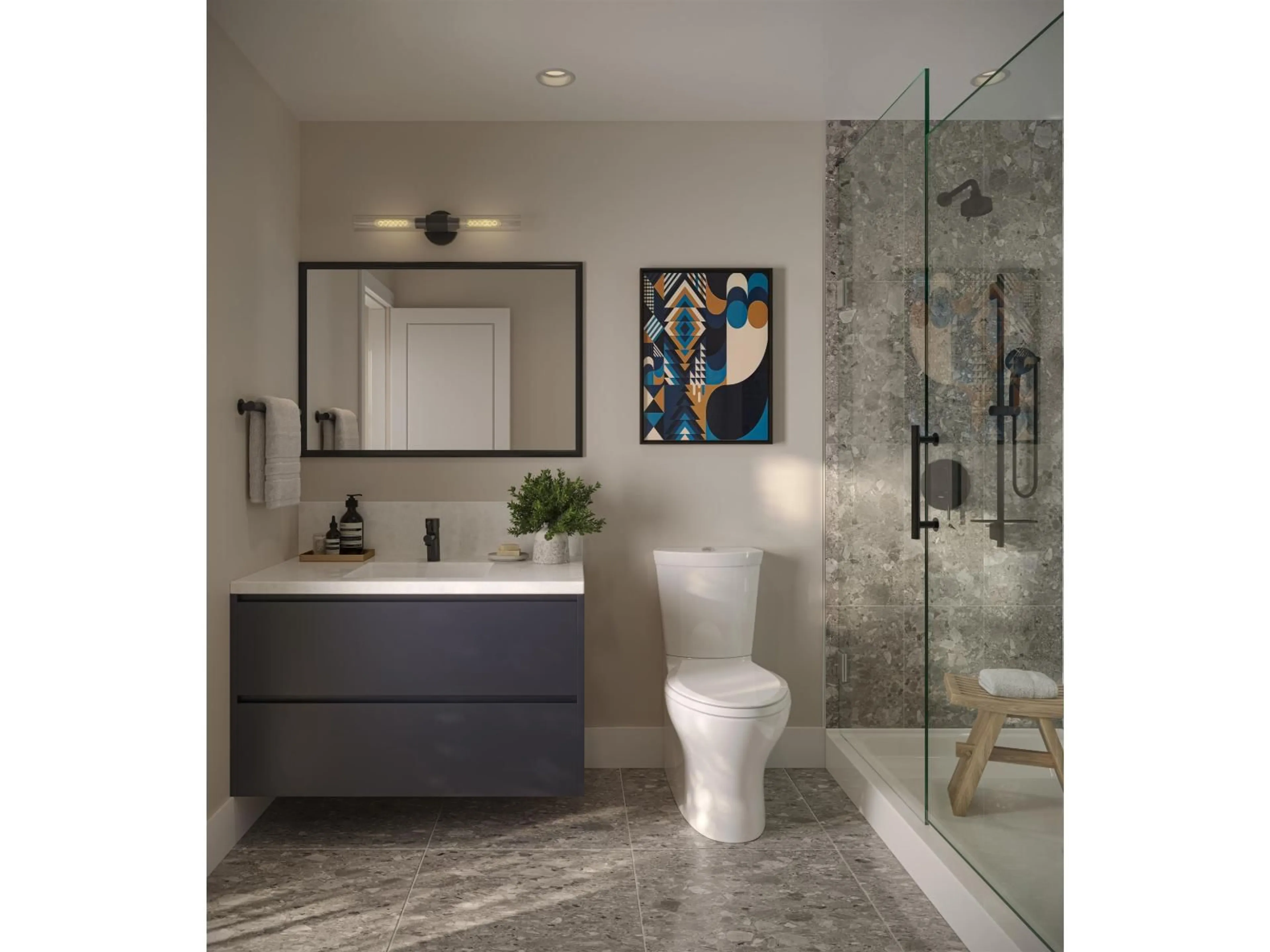 Contemporary bathroom, ceramic/tile floor for 540 - 7588 198B STREET, Langley British Columbia V2Y3X9