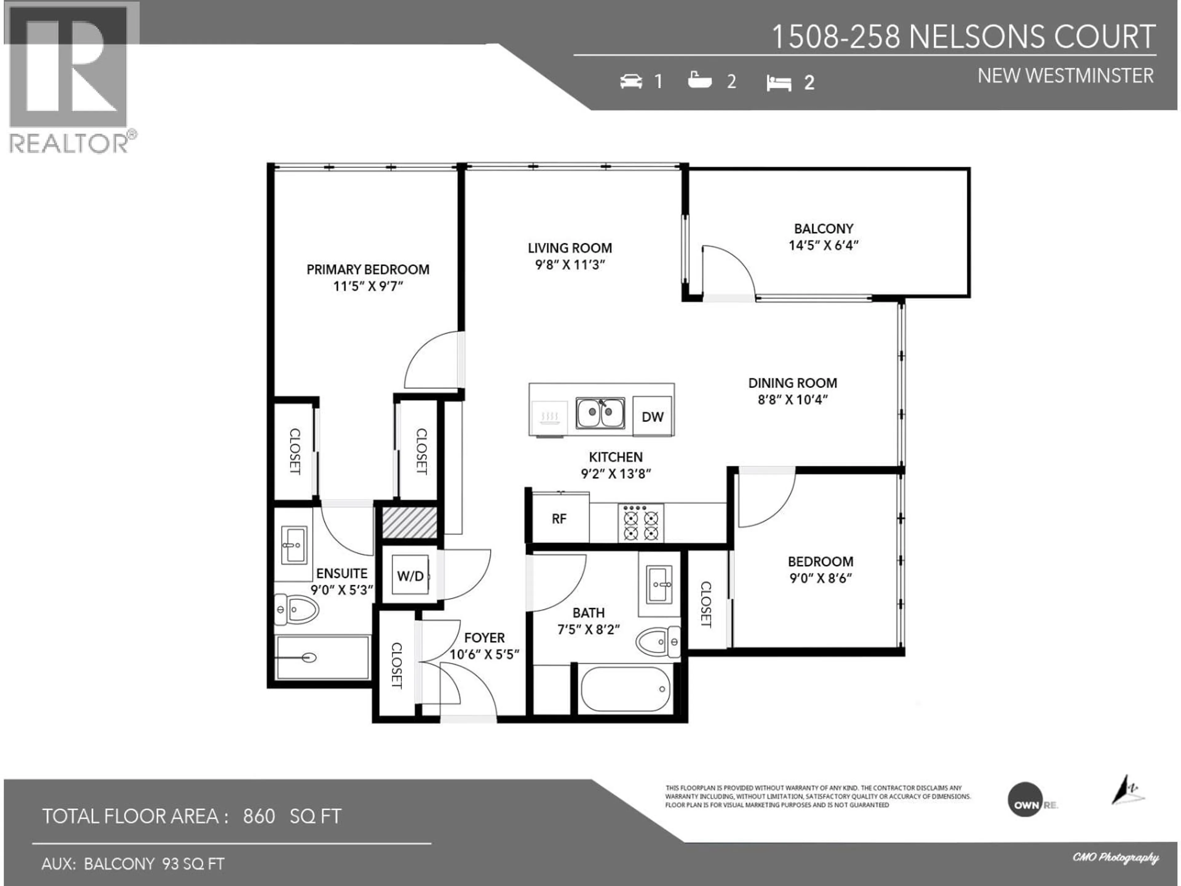 Floor plan for 1508 - 258 NELSON'S COURT, New Westminster British Columbia V3L0J9