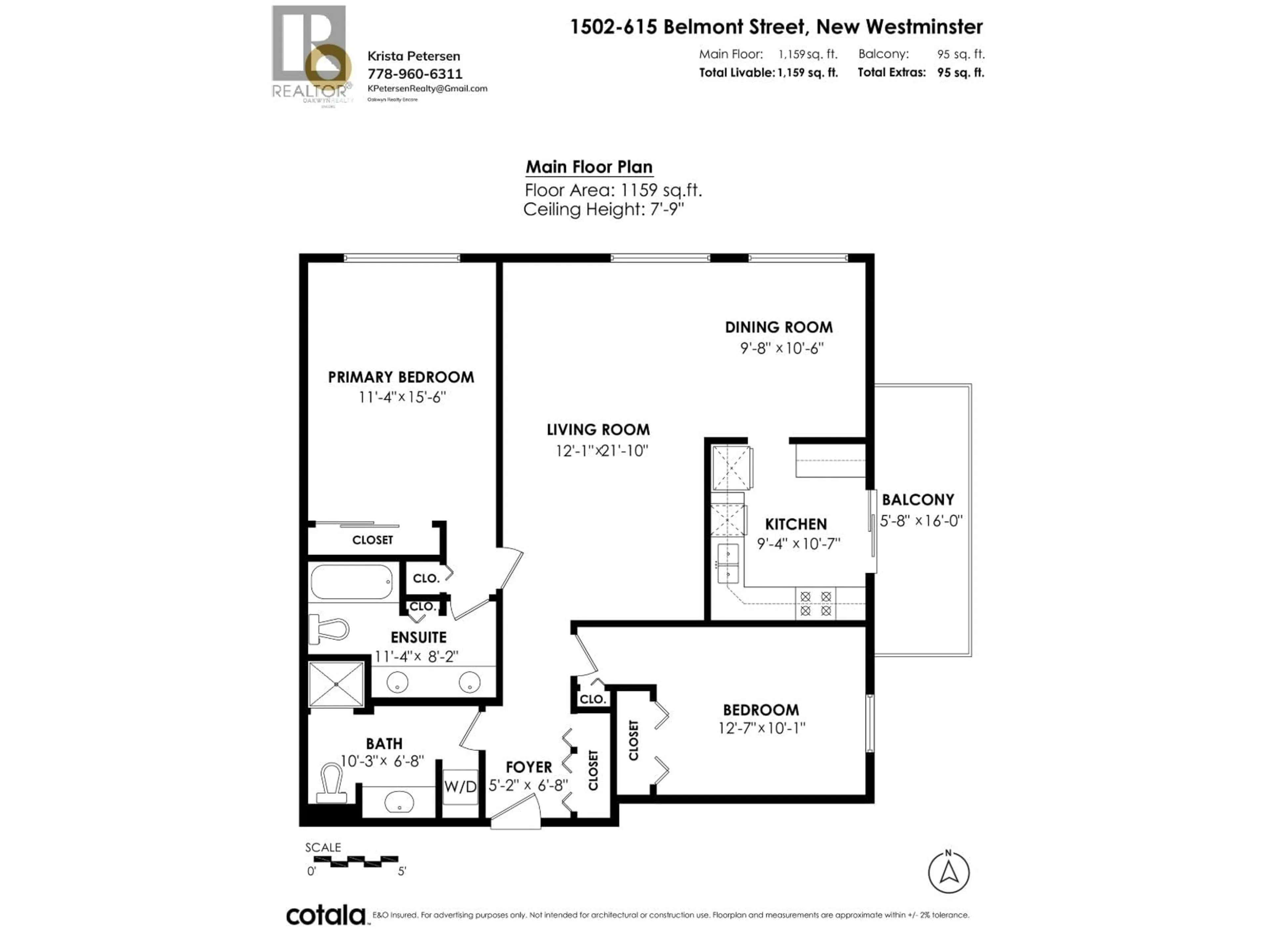 Floor plan for 1502 - 615 BELMONT STREET, New Westminster British Columbia V3M6A1