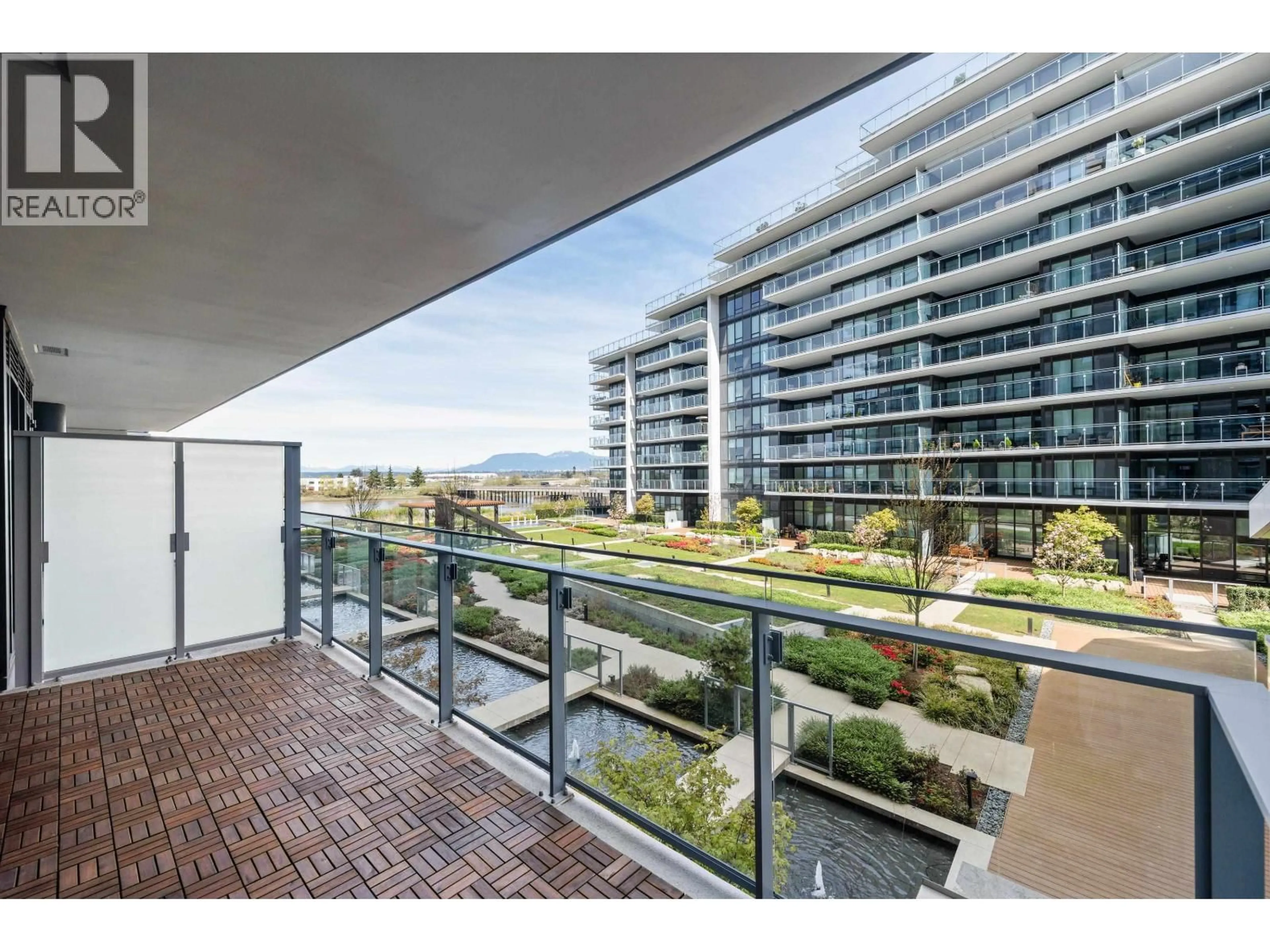 Balcony in the apartment, water/lake/river/ocean view for 206 - 6811 PEARSON WAY, Richmond British Columbia V7C0E7