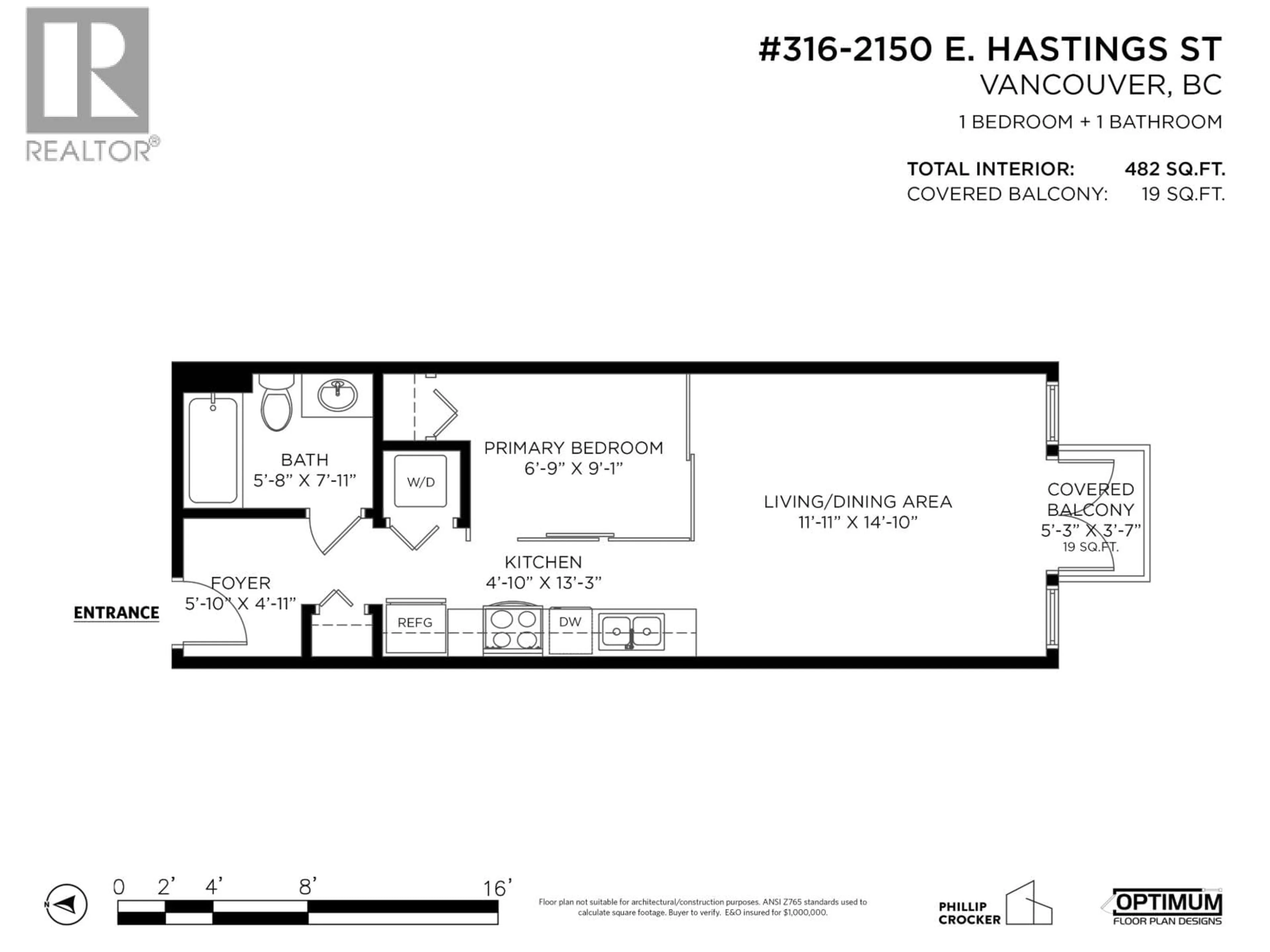 Floor plan for 316 - 2150 HASTINGS STREET, Vancouver British Columbia V5L1V1
