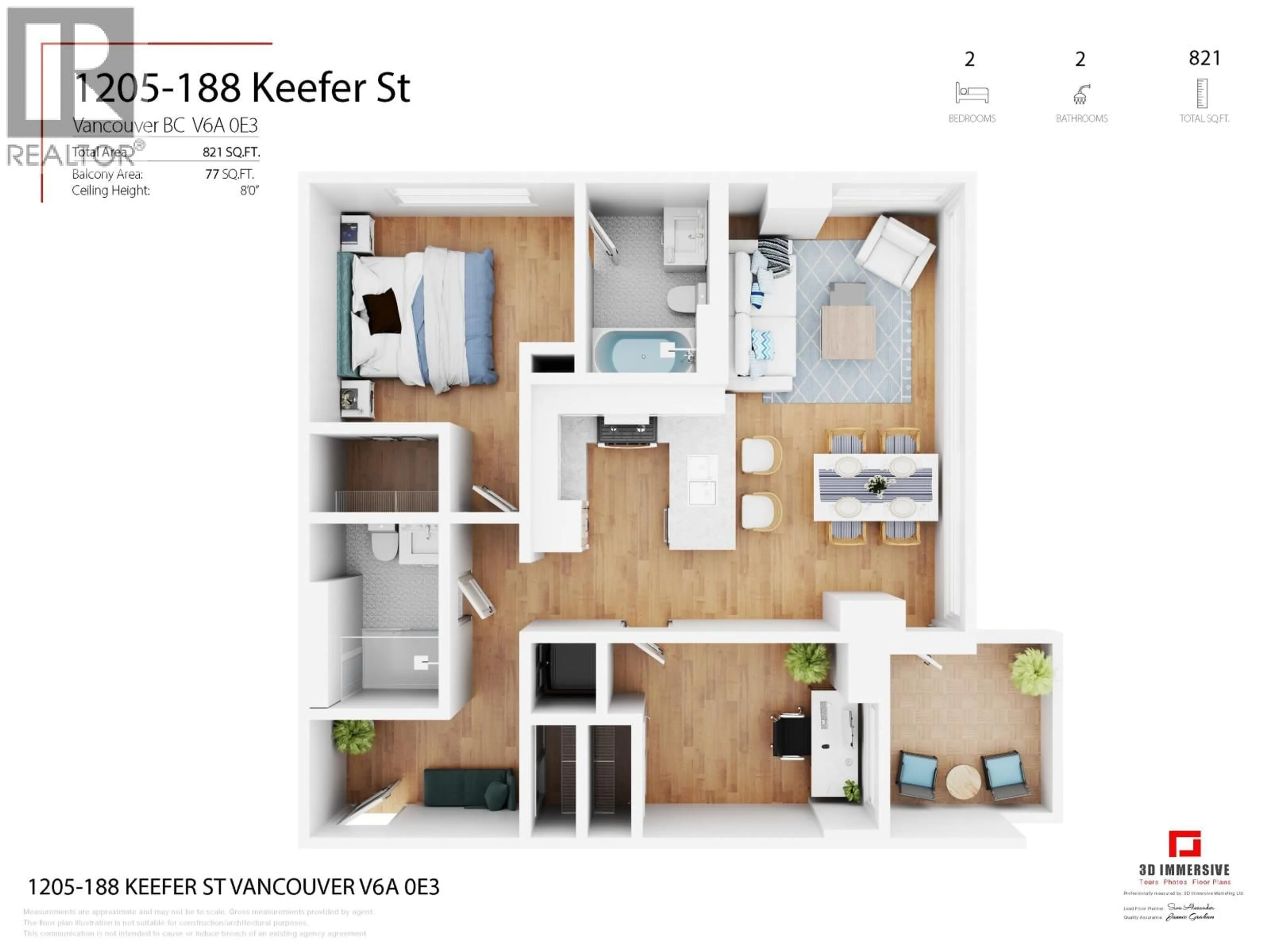Floor plan for 1205 - 188 KEEFER STREET, Vancouver British Columbia V6A0E3