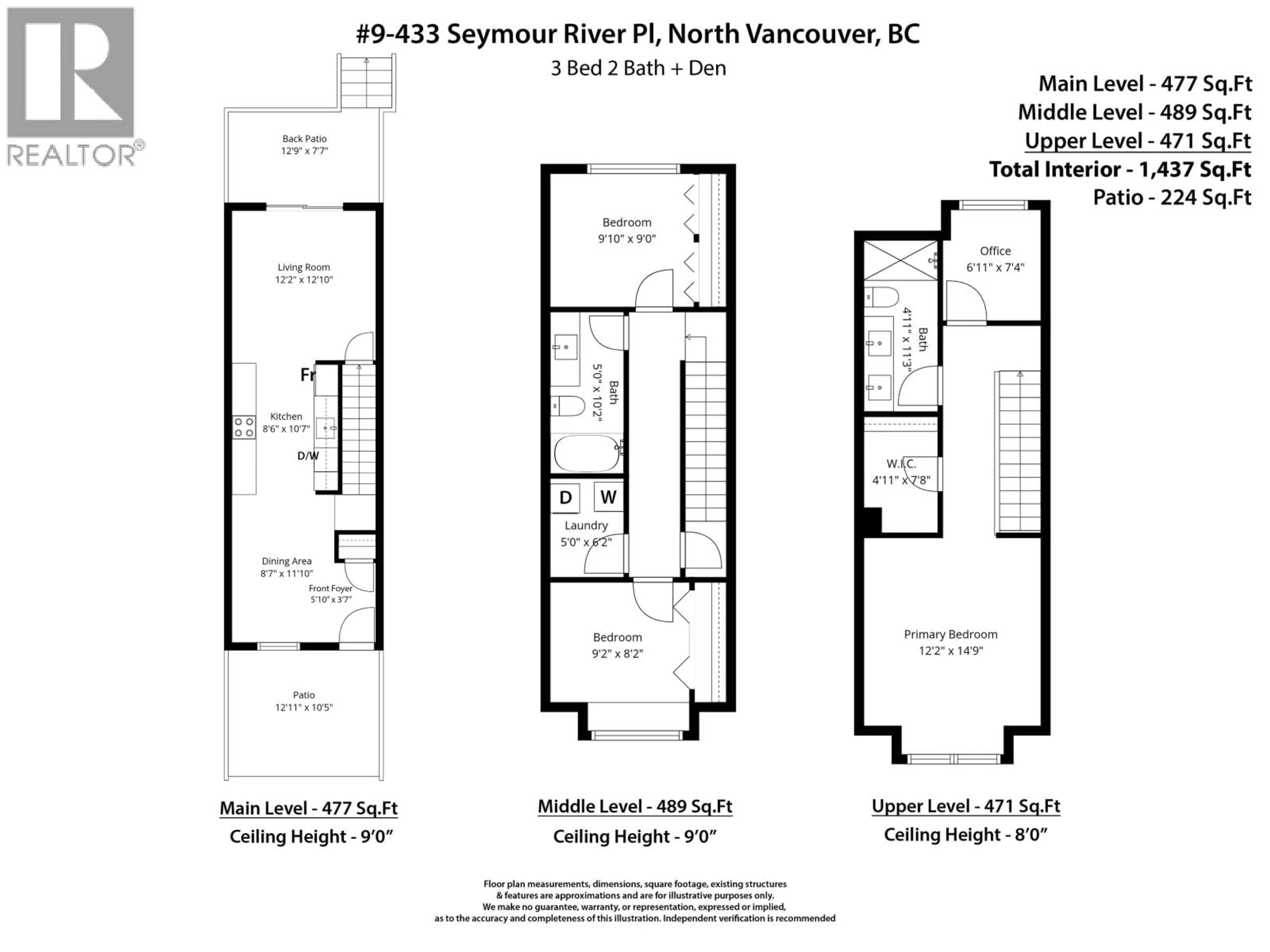 Floor plan for 9 - 433 SEYMOUR RIVER PLACE, North Vancouver British Columbia V7H0B8