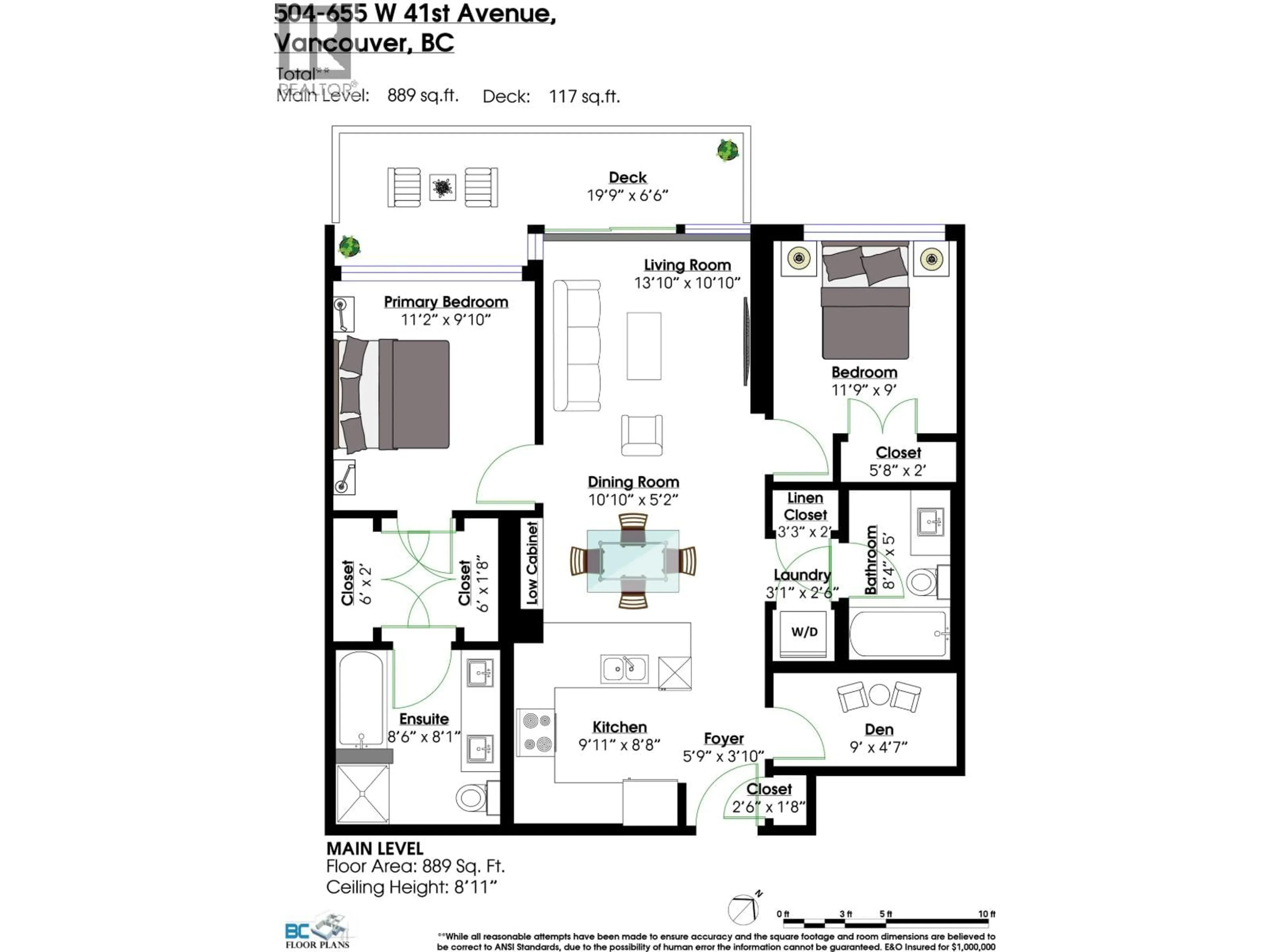 Floor plan for 504 - 655 41ST AVENUE, Vancouver British Columbia V5Z2N1