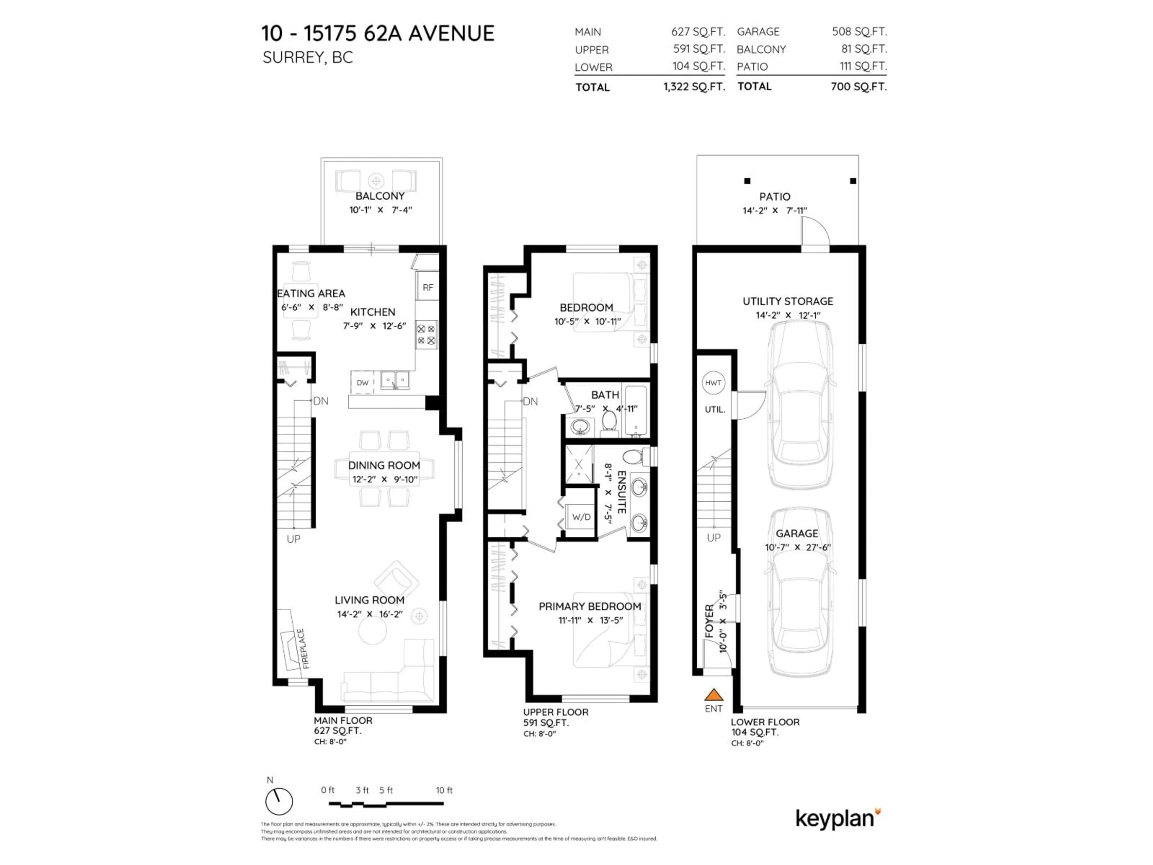 Floor plan for 10 - 15175 62A AVENUE, Surrey British Columbia V3S1X1