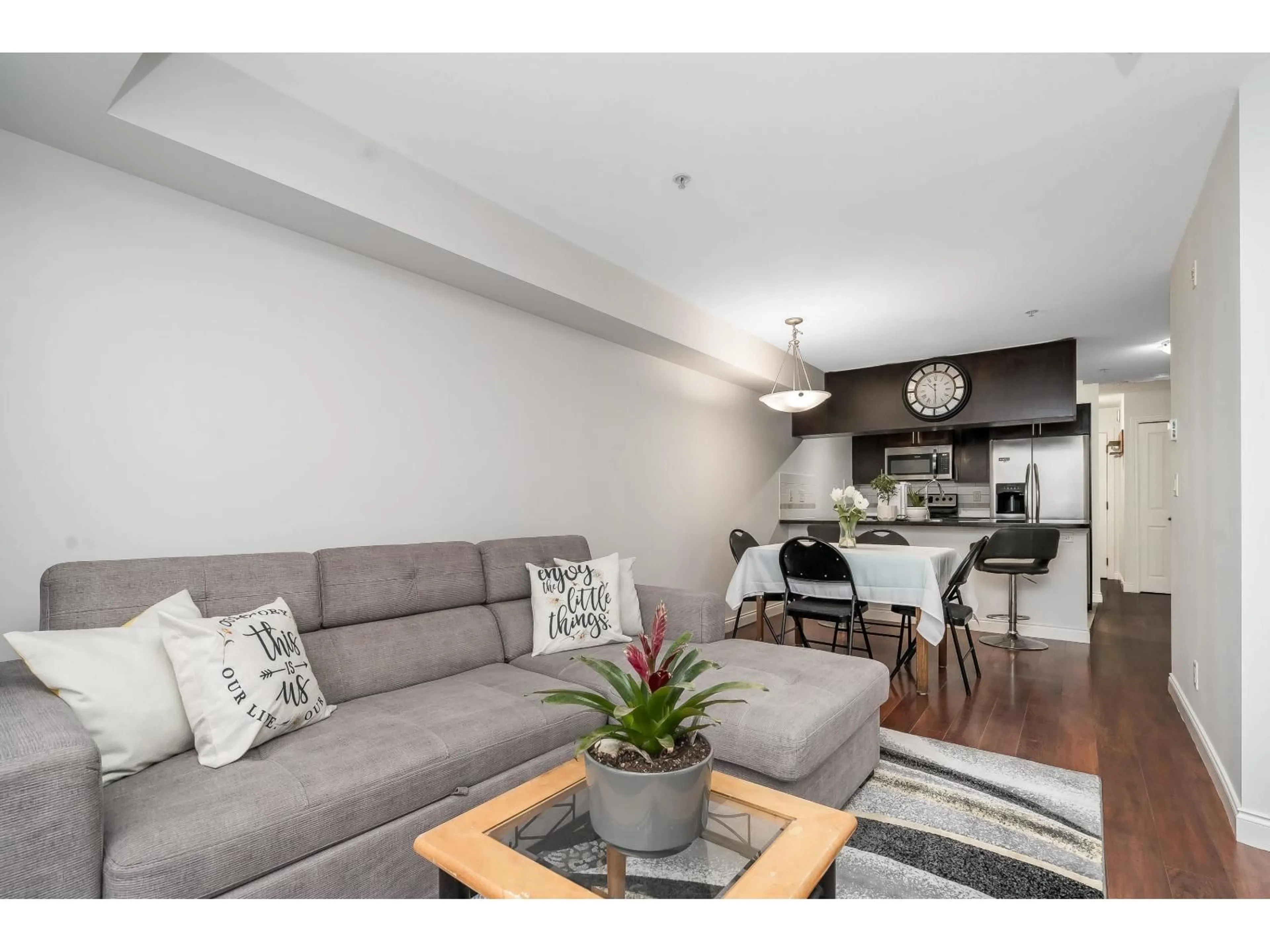 Living room with furniture, wood/laminate floor for 243 - 5660 201A STREET, Langley British Columbia V3A4E6